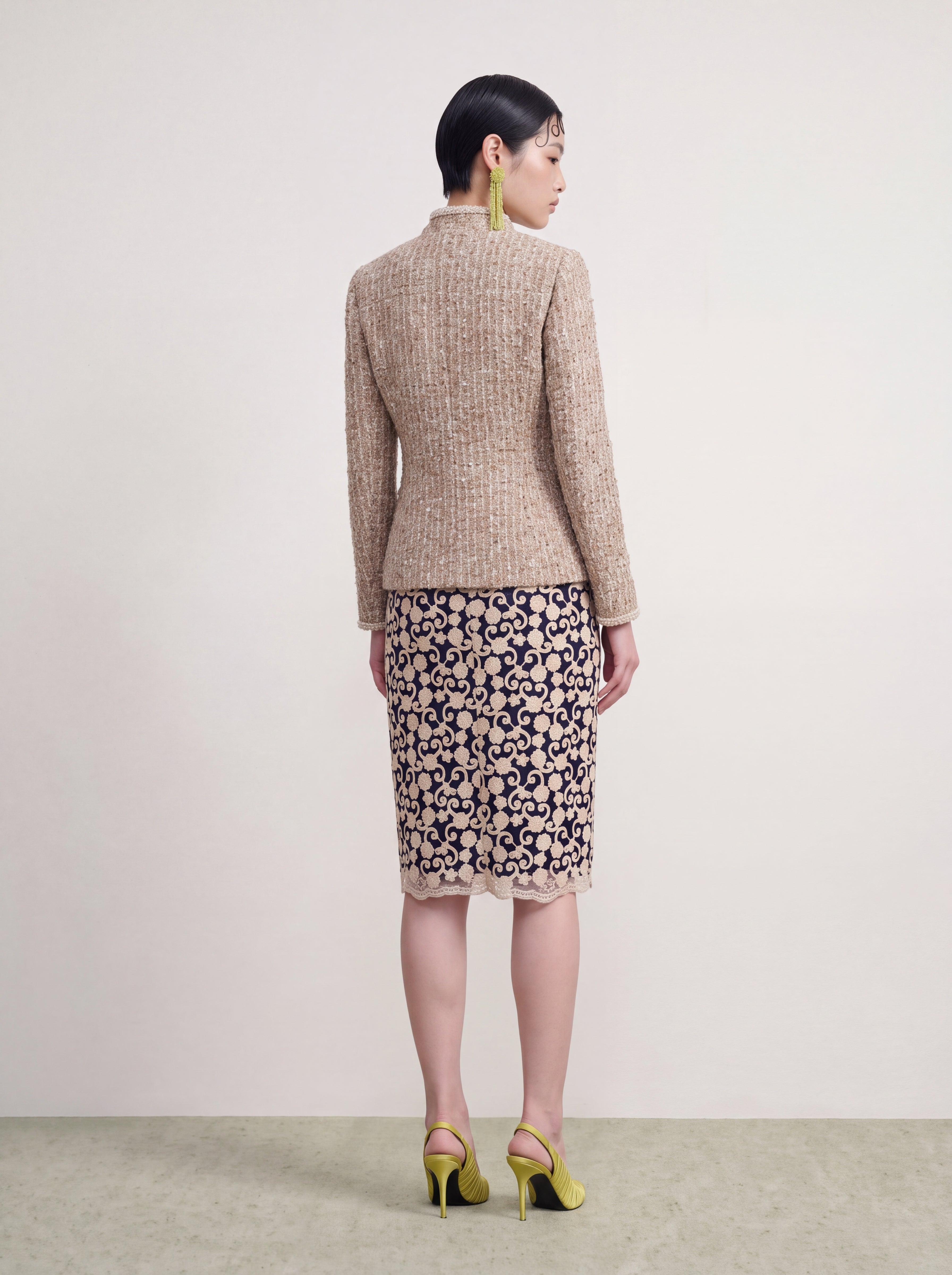 Beige Tweed Tresse Doré Jacket