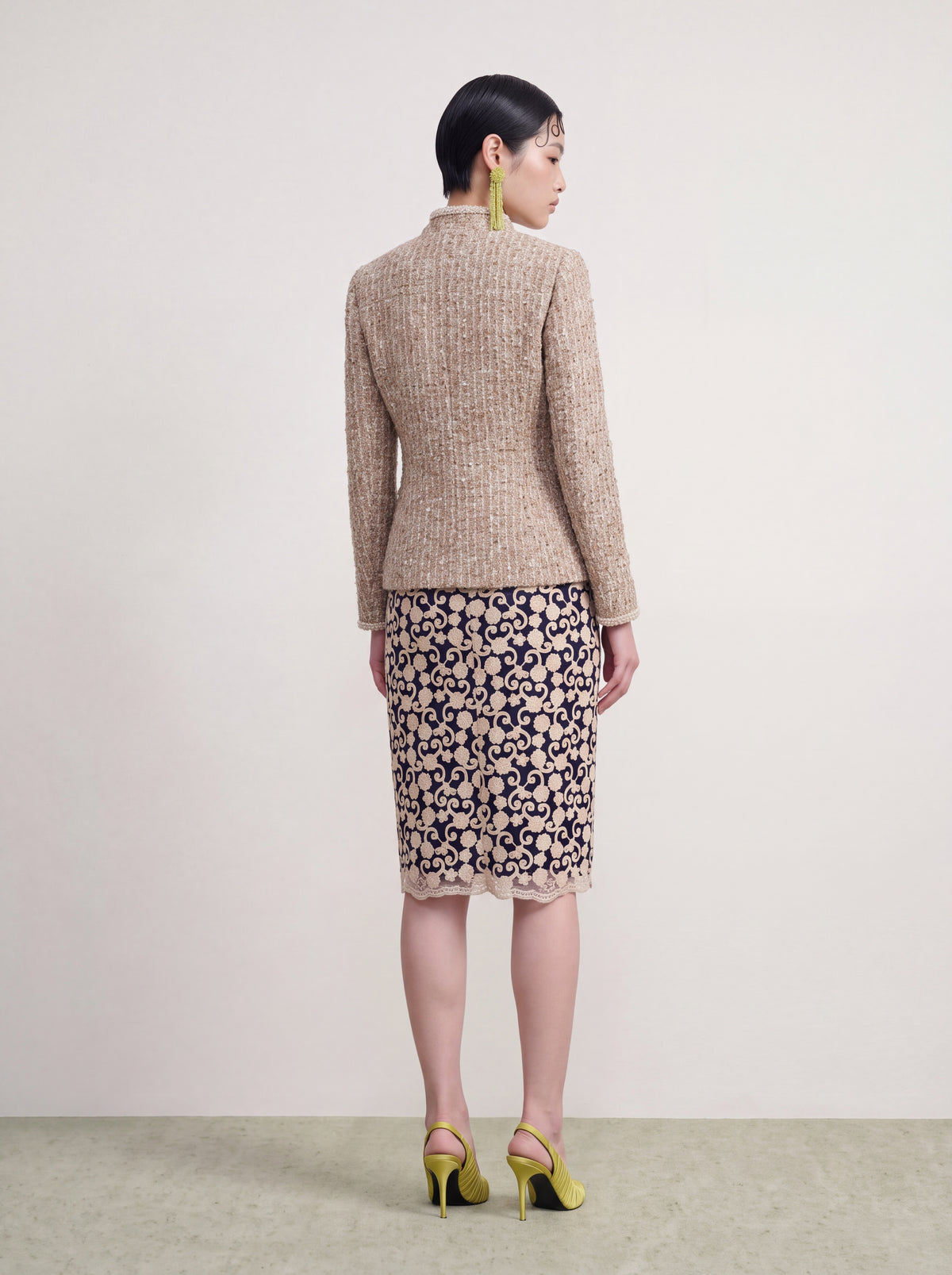 Beige Tweed Tresse Doré Jacket