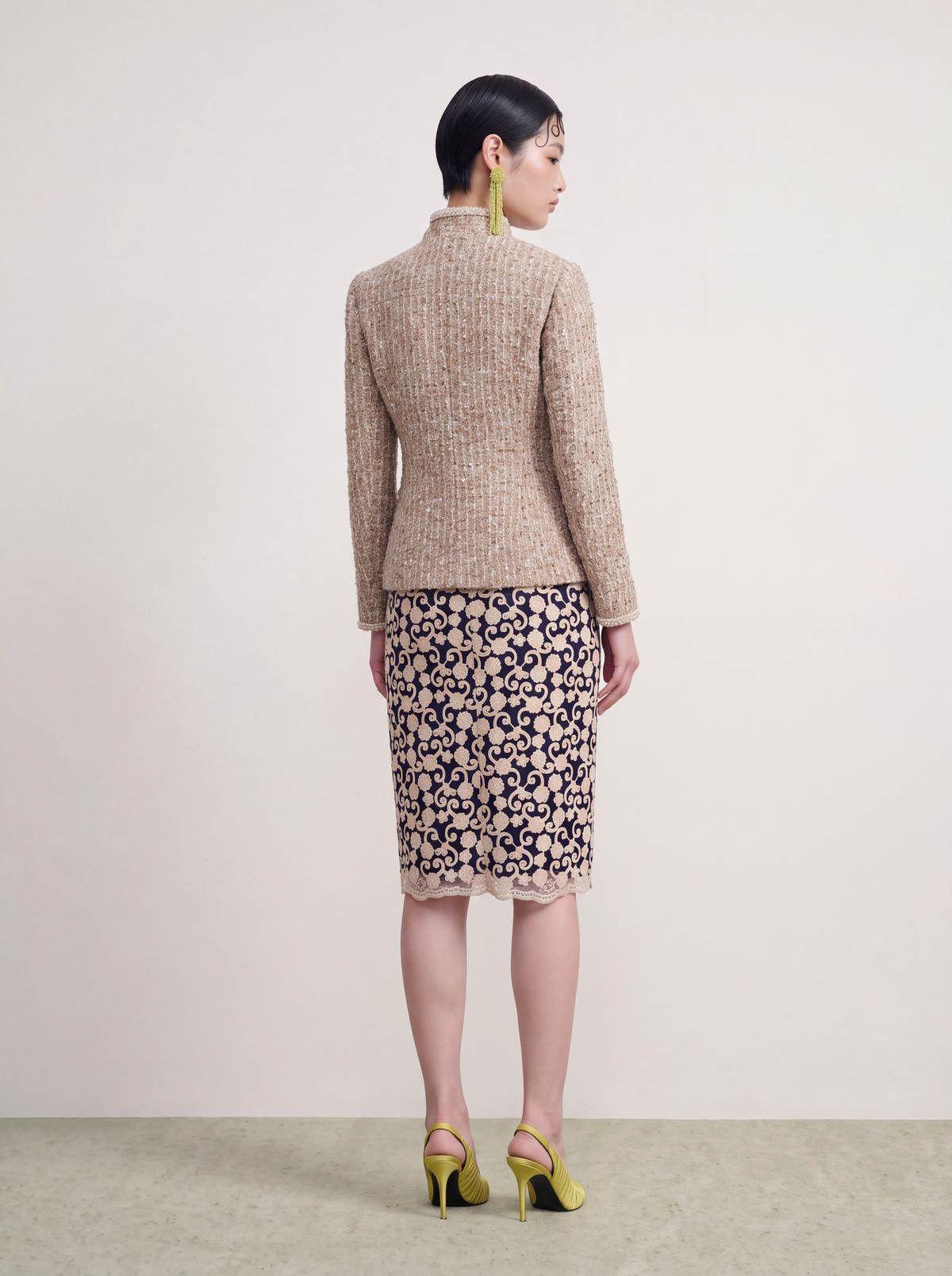 Beige Tweed Tresse Doré Jacket
