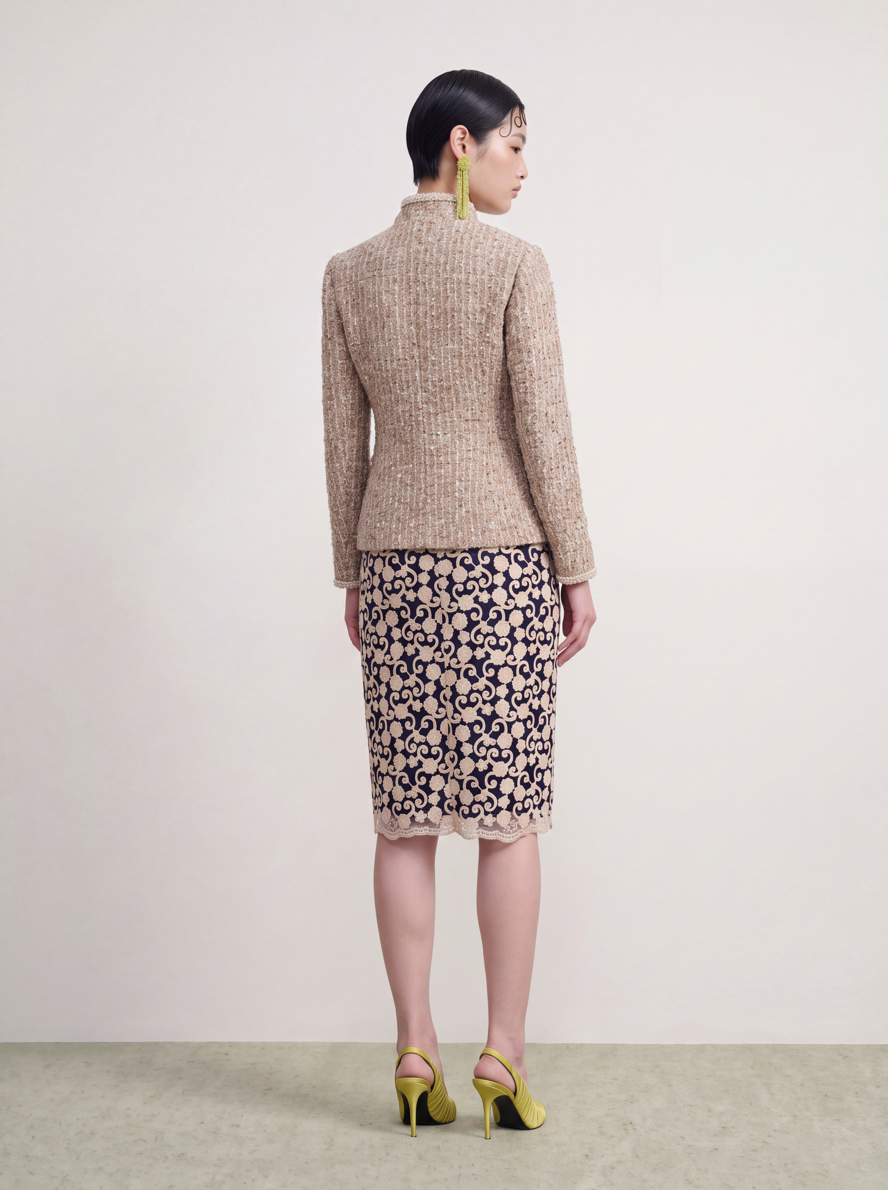 Beige Tweed Tresse Doré Jacket