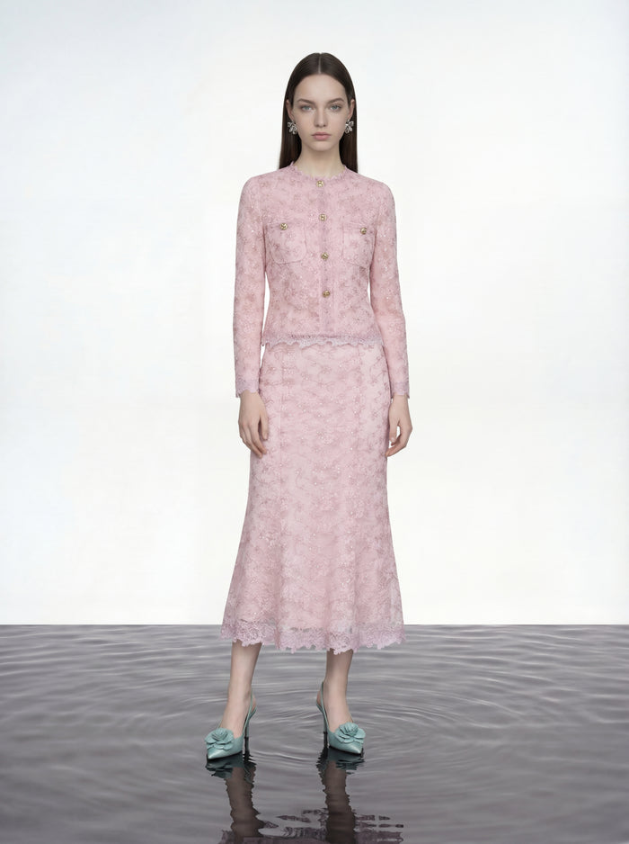 Rose Lace Élegance Blouse