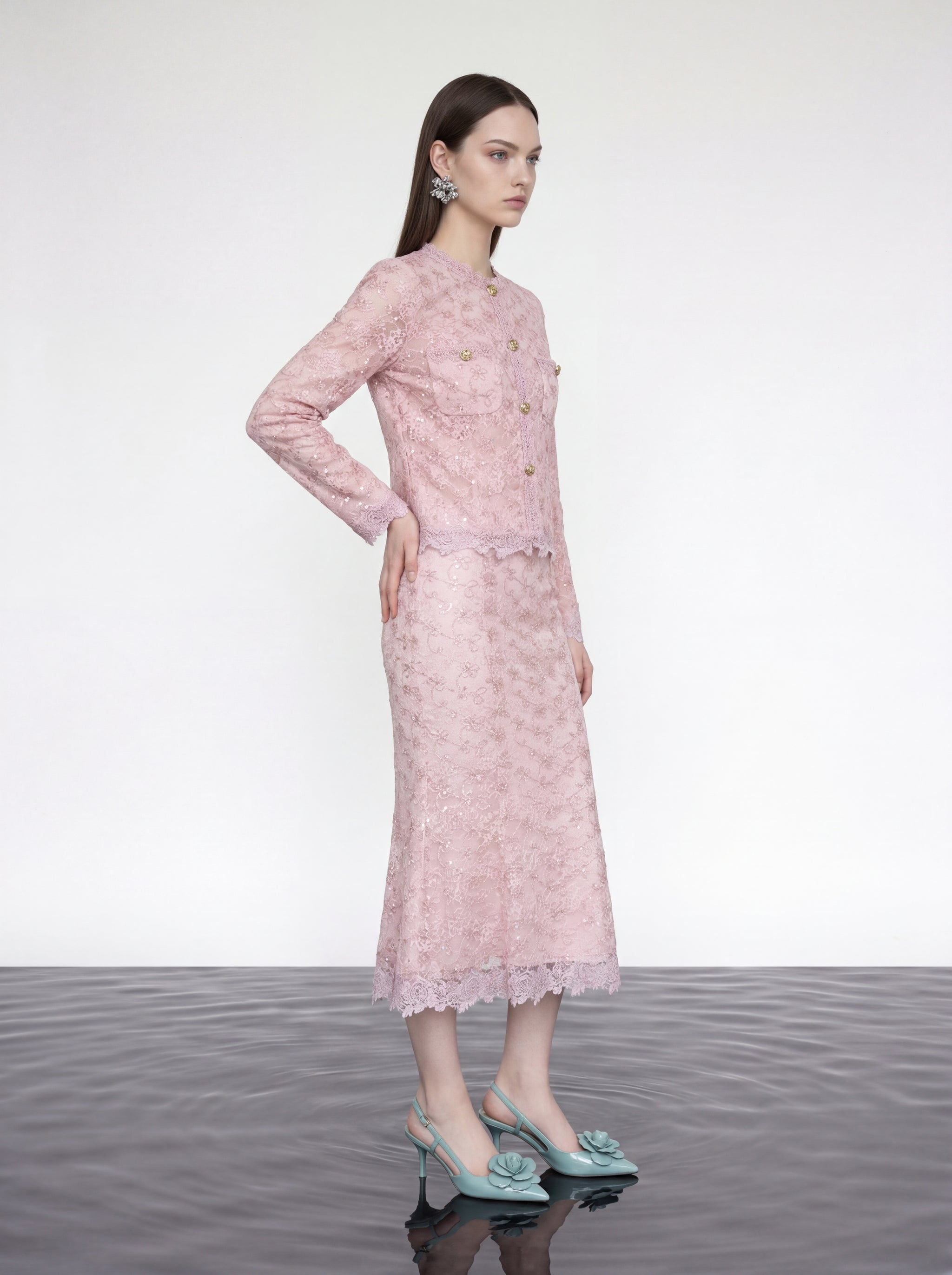 Rose Lace Élegance Blouse