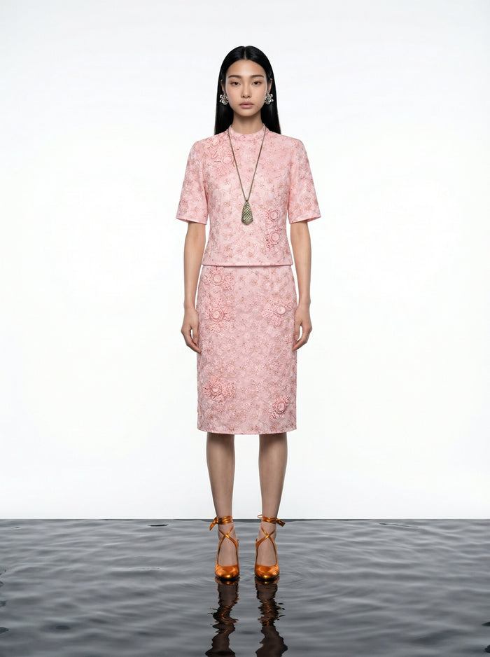 Blush Lace Embellished Blouse