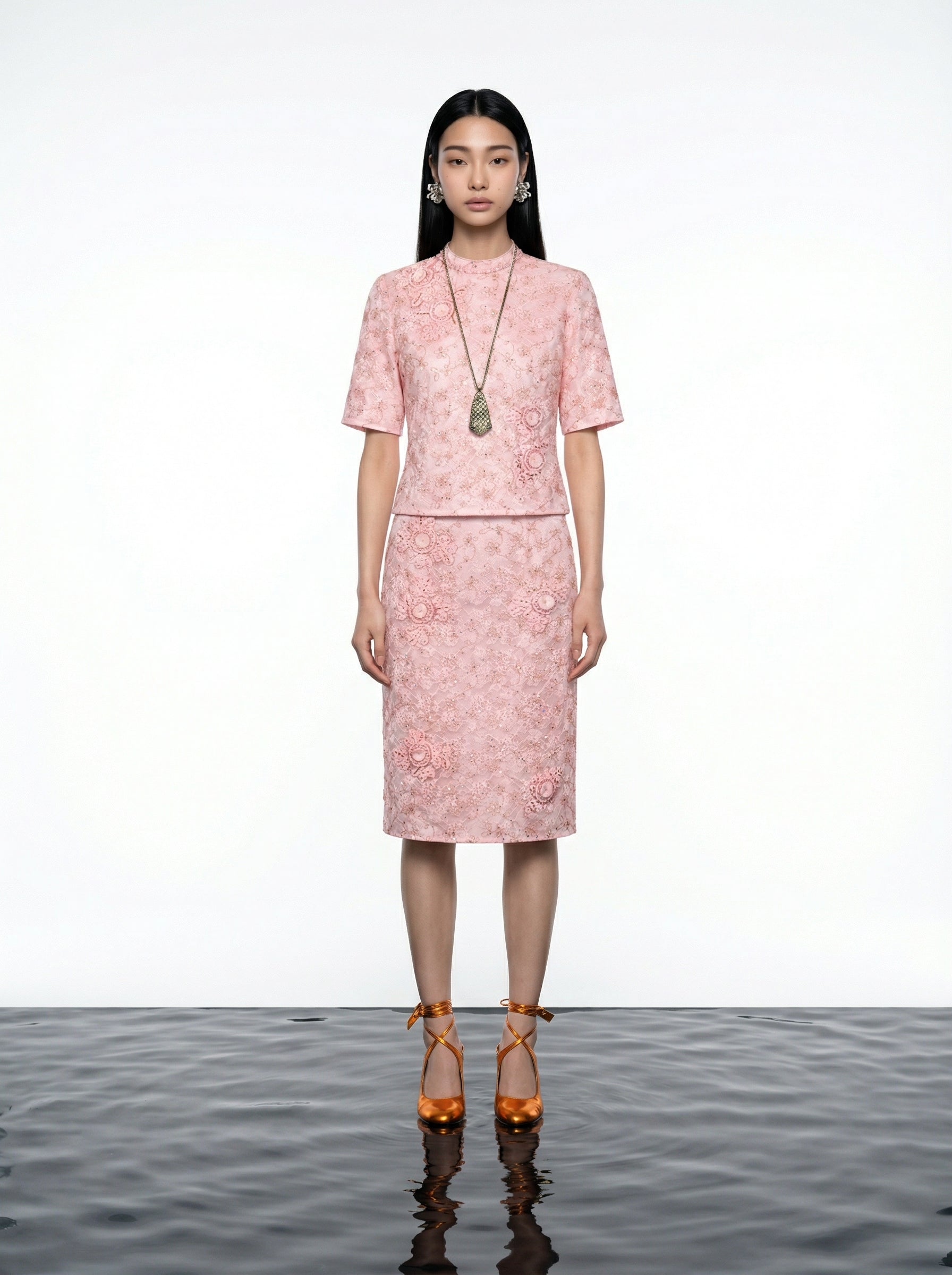 Blush Lace Embellished Skirt