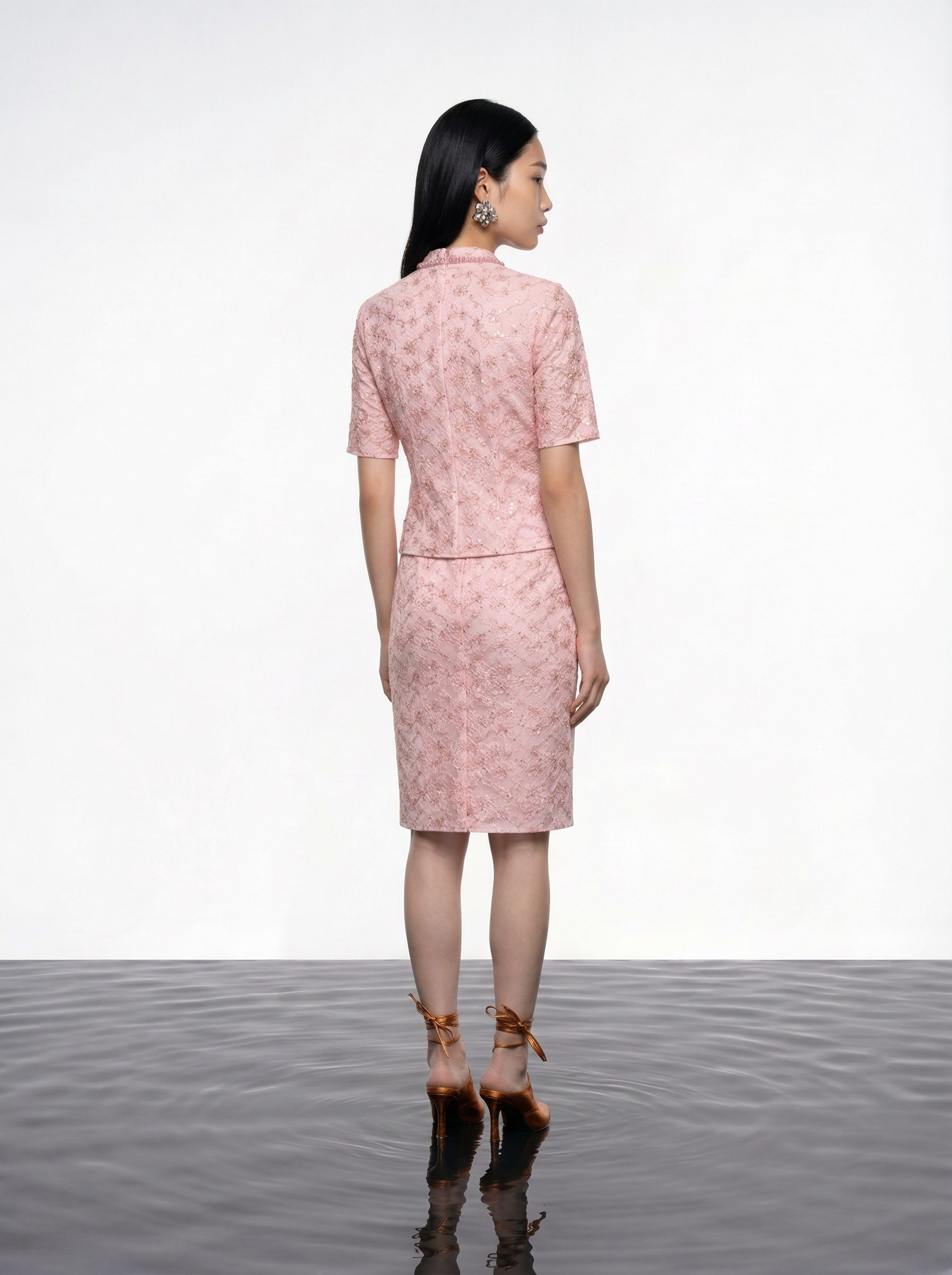 Blush Lace Embellished Skirt