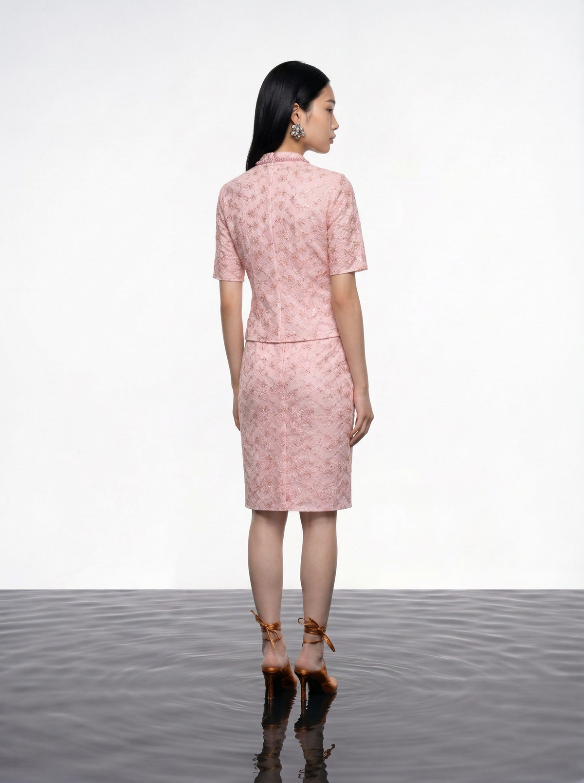 Blush Lace Embellished Skirt