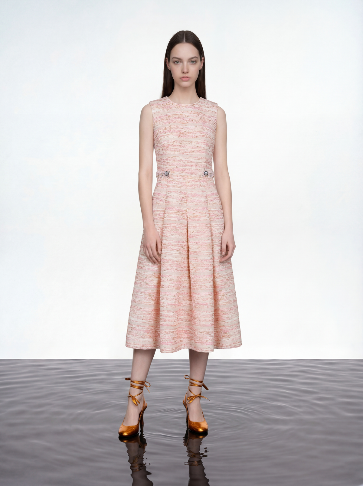 Baby Pink Weave Tweed Dress