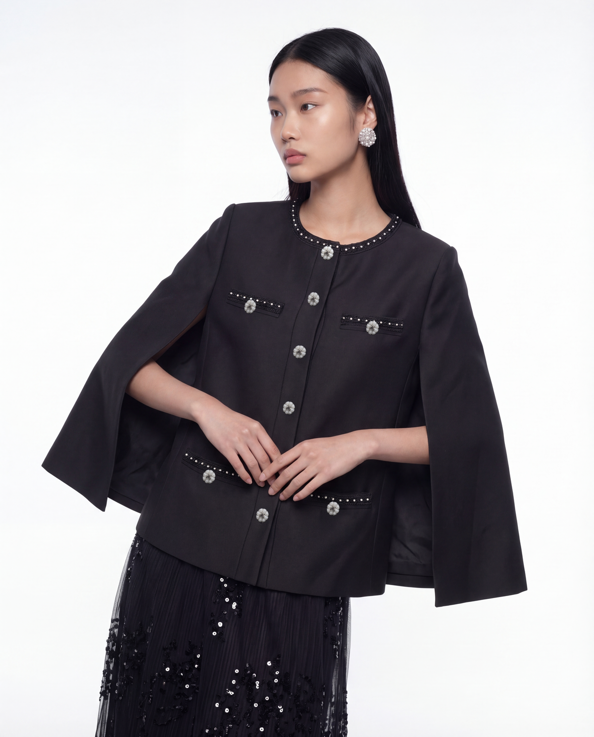 Midnight Elegance Pearl Jacket