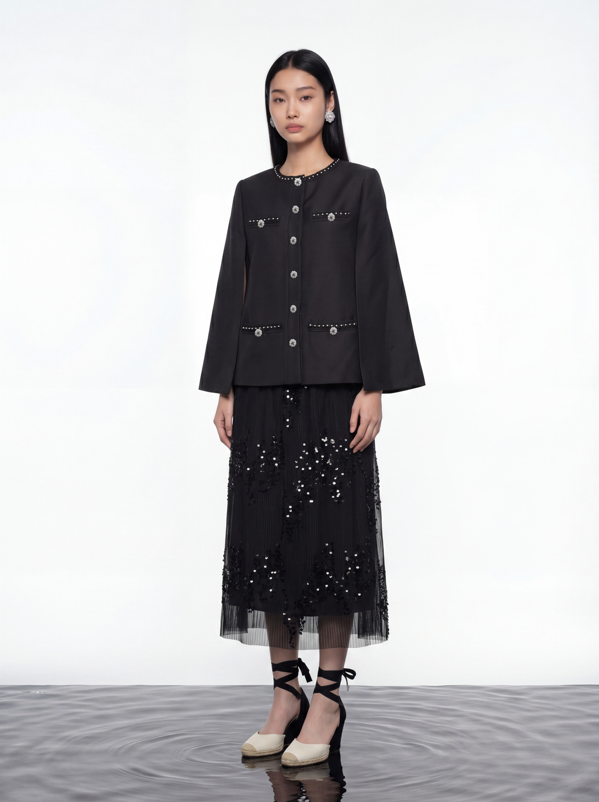 Midnight Elegance Pearl Jacket