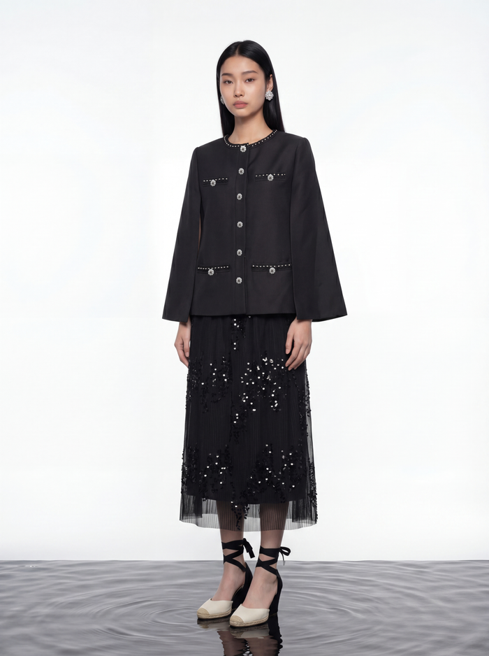 Midnight Elegance Pearl Jacket