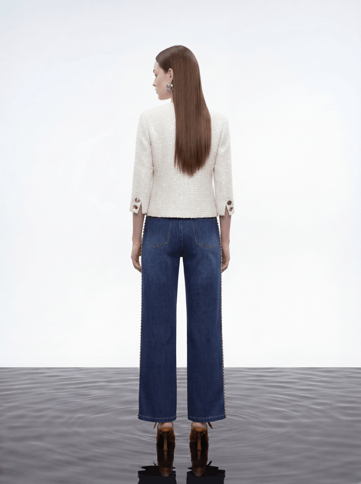 Ivory Jasmine Embellished Tweed Jacket