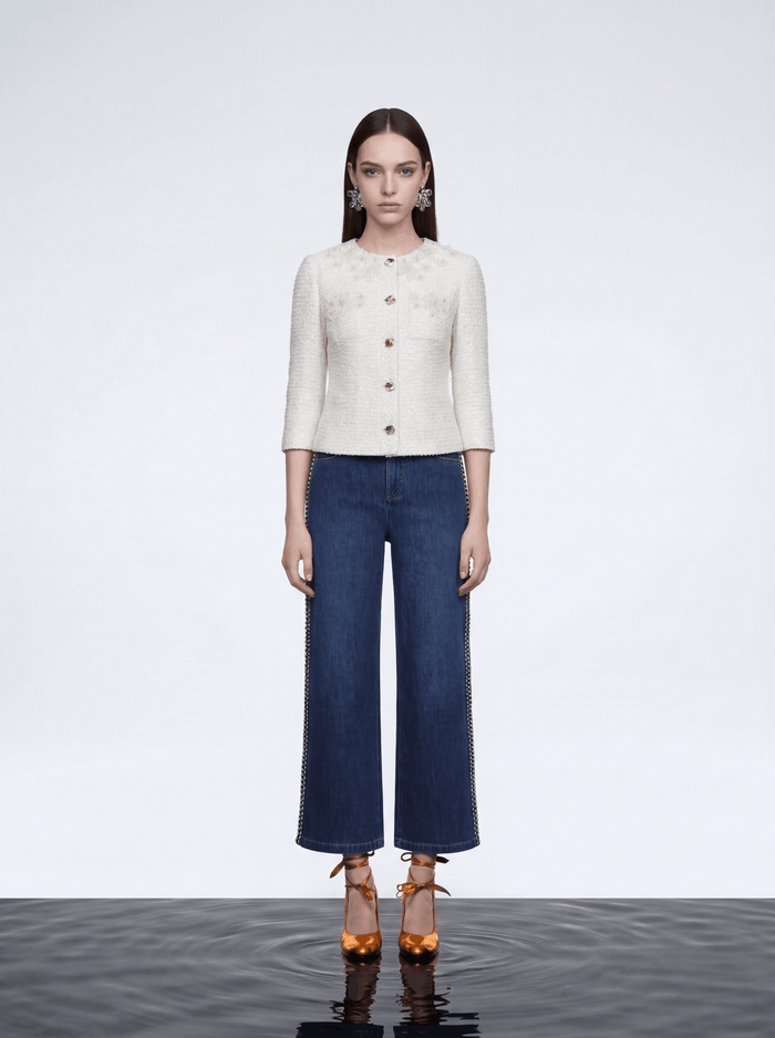 Ivory Jasmine Embellished Tweed Jacket