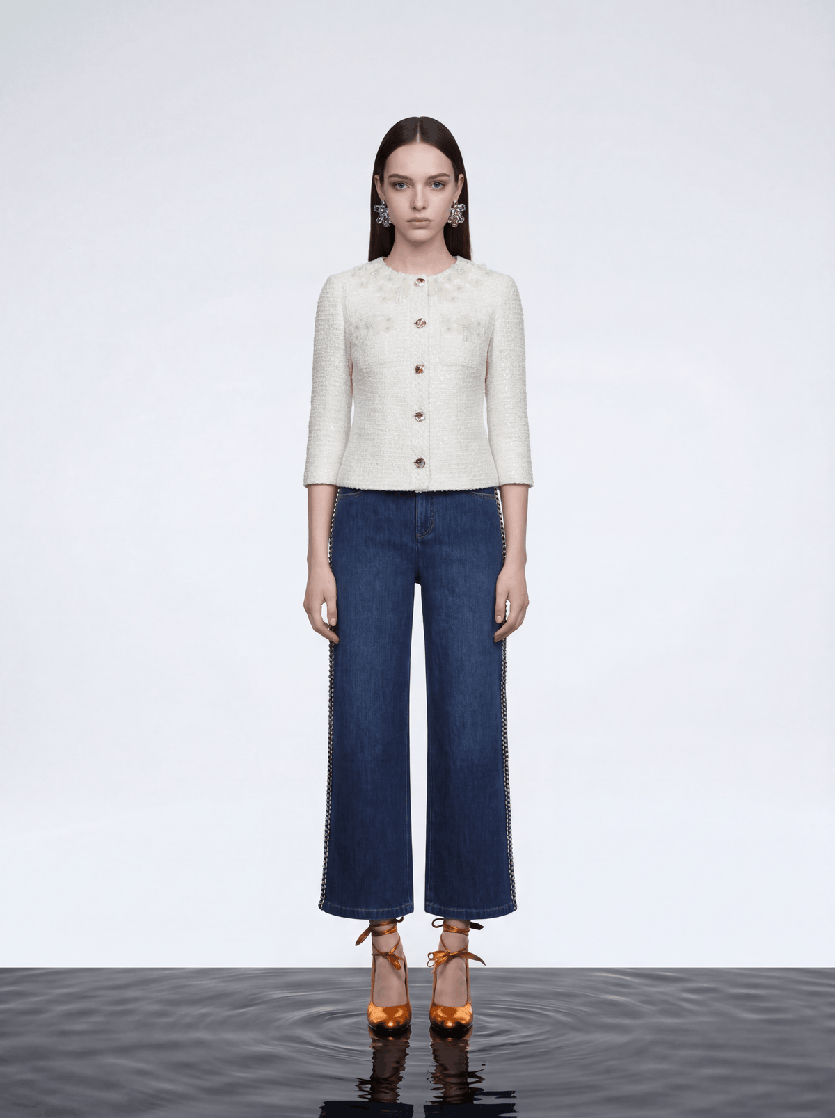 Ivory Jasmine Embellished Tweed Jacket
