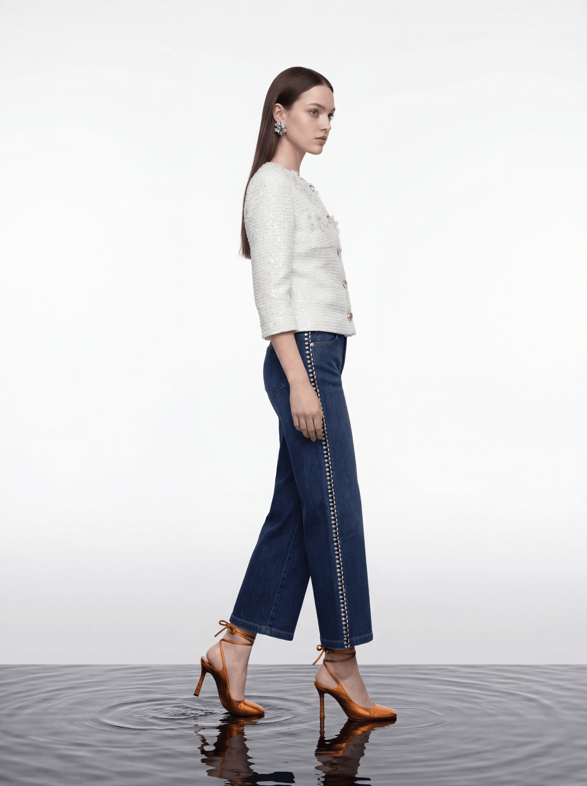 Indigo Frog Loop Trim Jeans