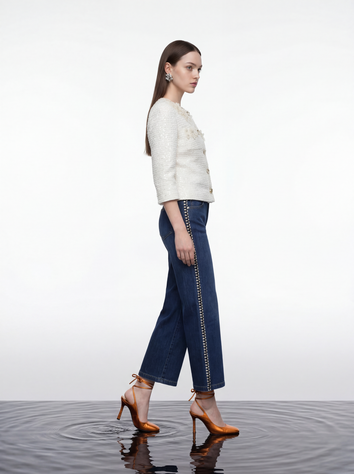 Ivory Jasmine Embellished Tweed Jacket