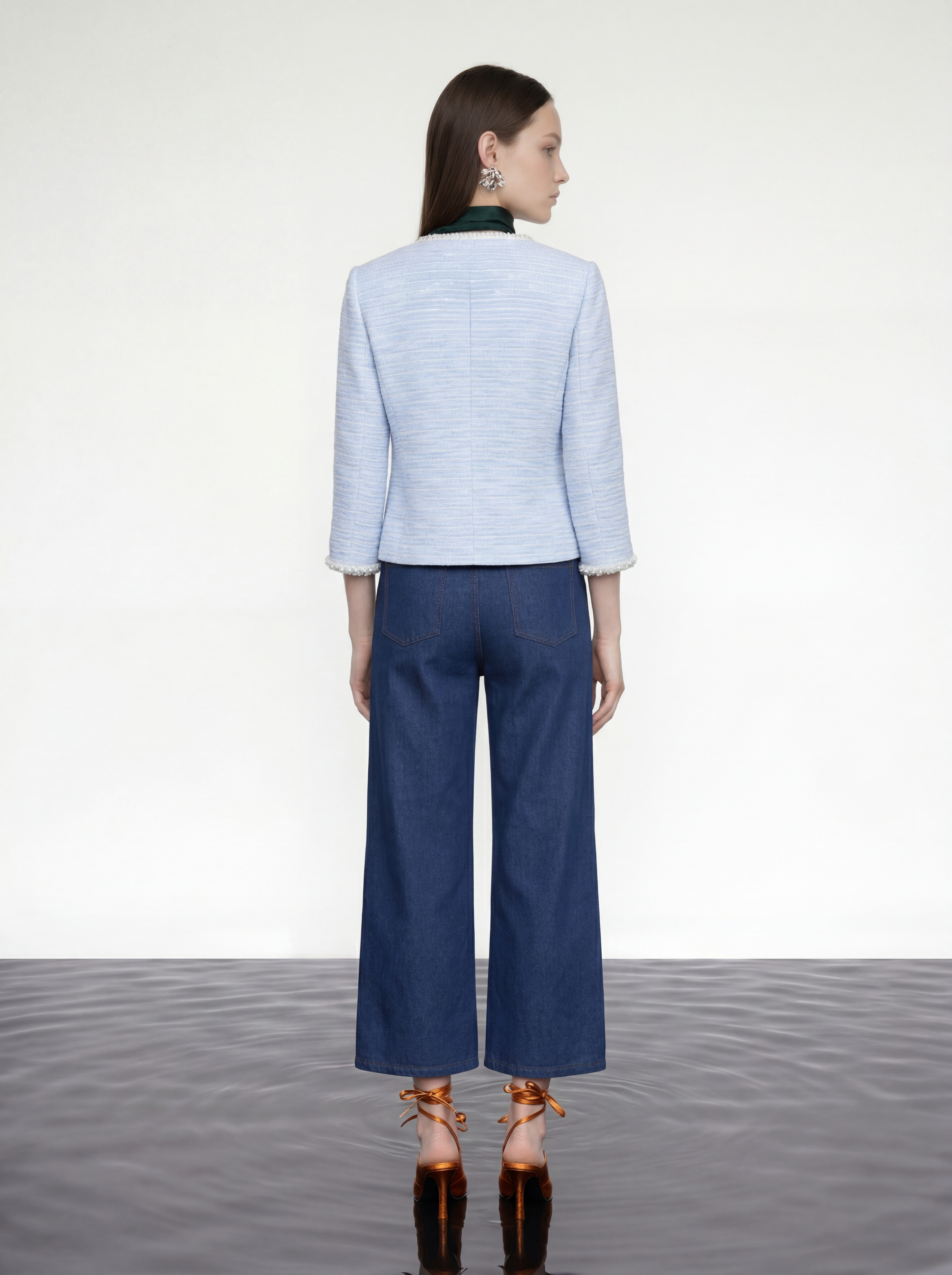 Azure Peony Embellished Jacket