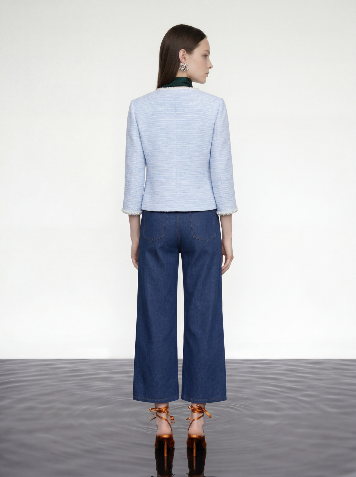 Azure Peony Embellished Jacket
