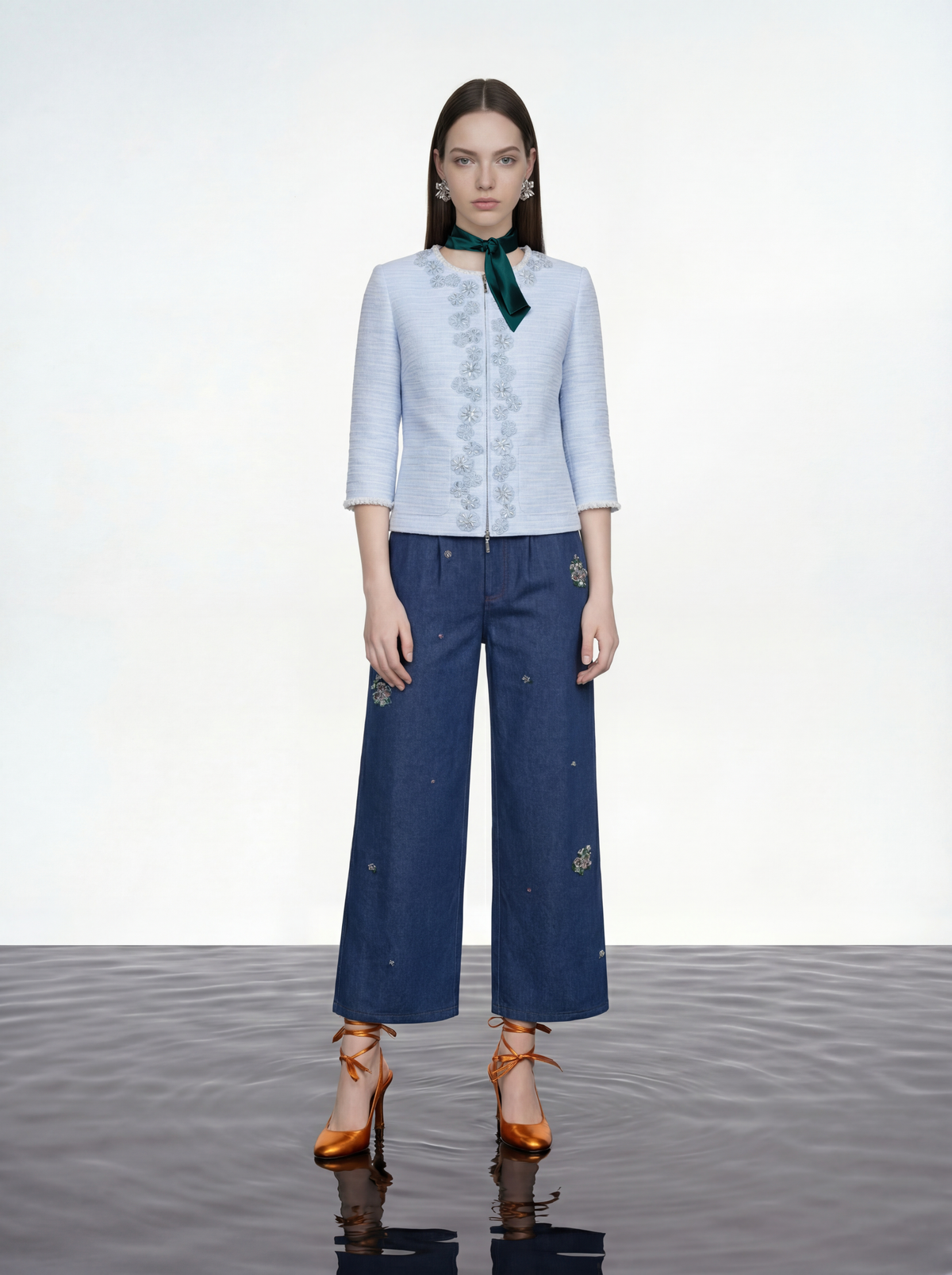 Azure Peony Embellished Jacket