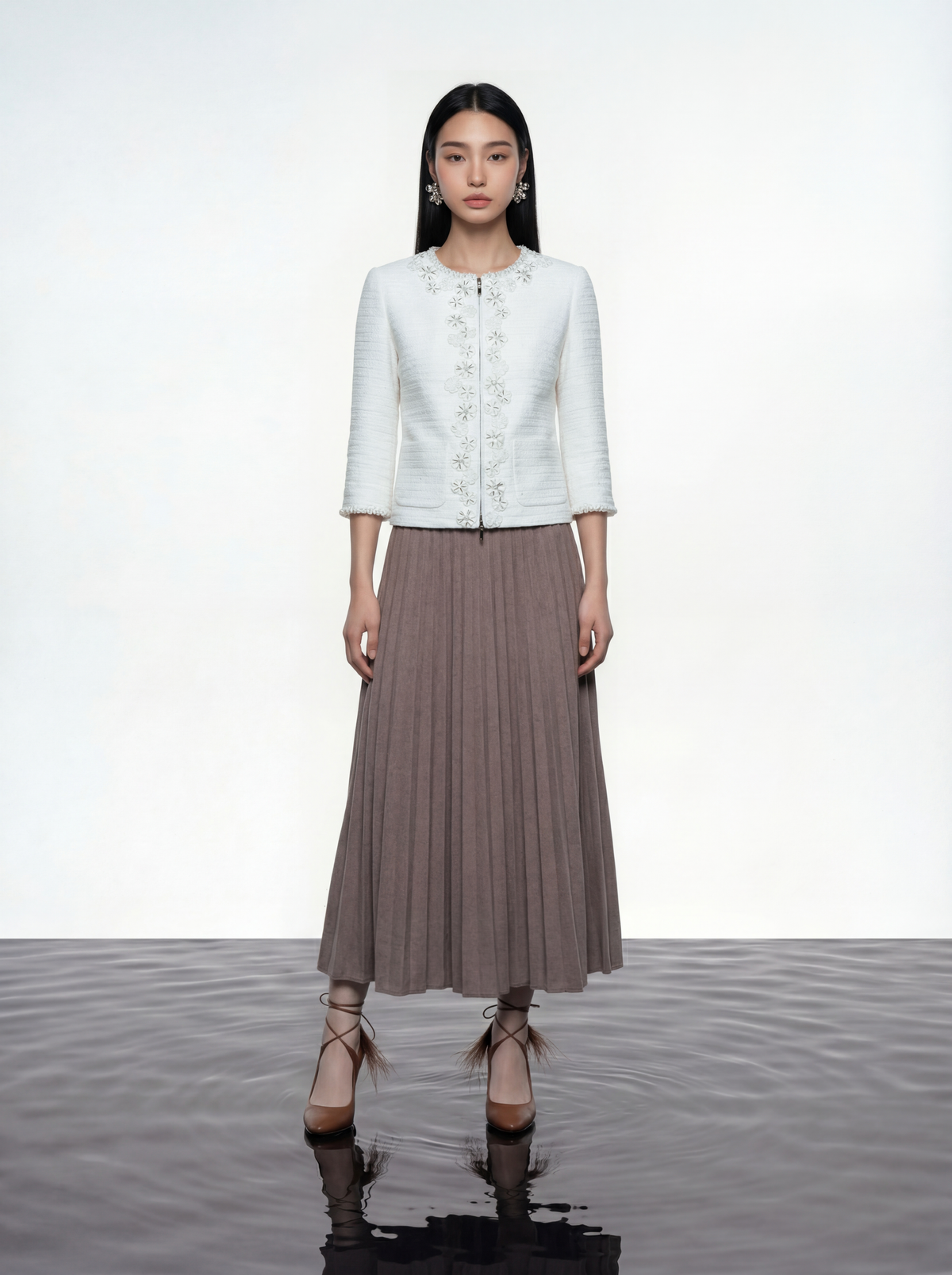 Ivory Peony Embellished Jacket