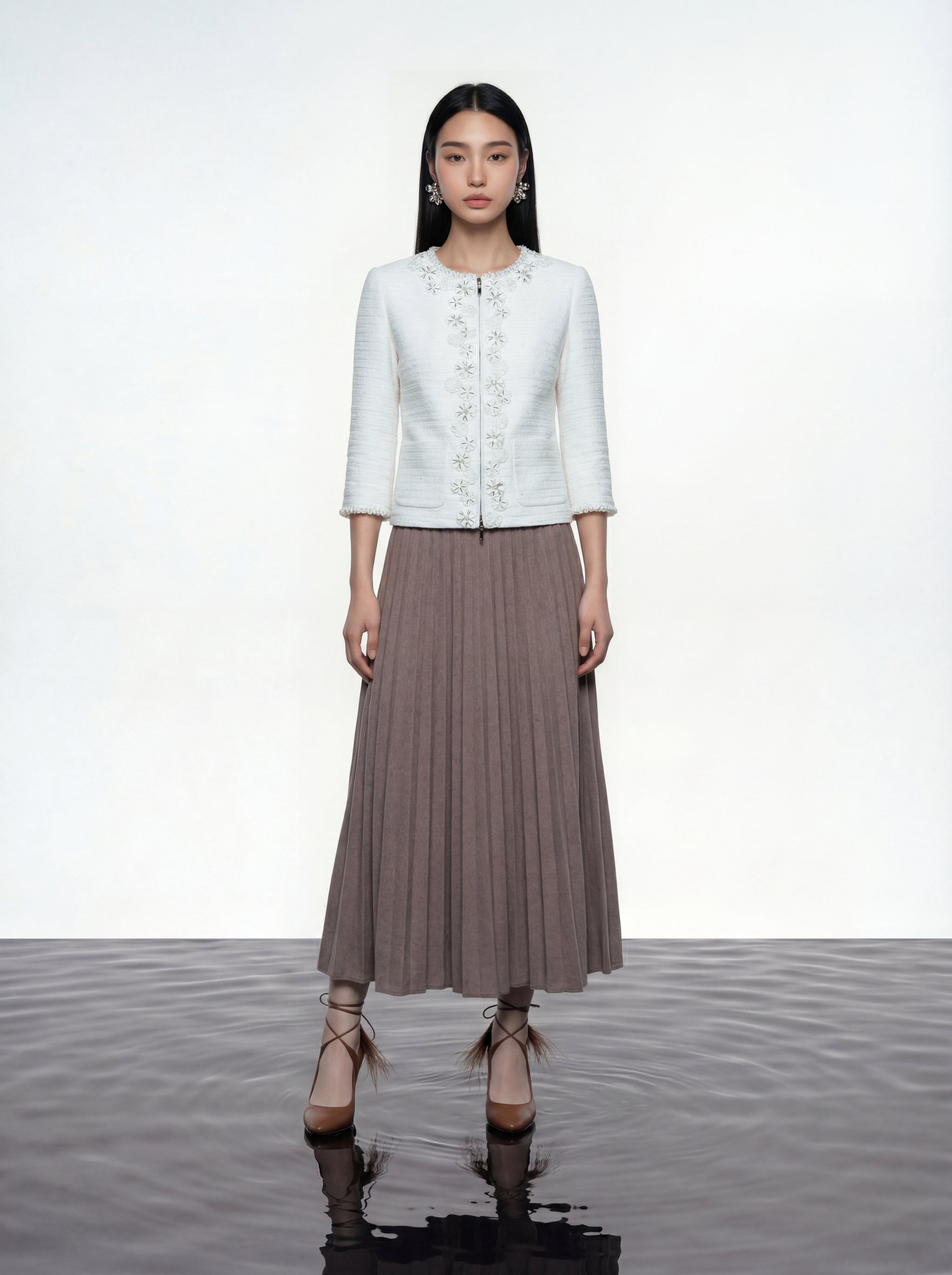 Ivory Peony Embellished Jacket