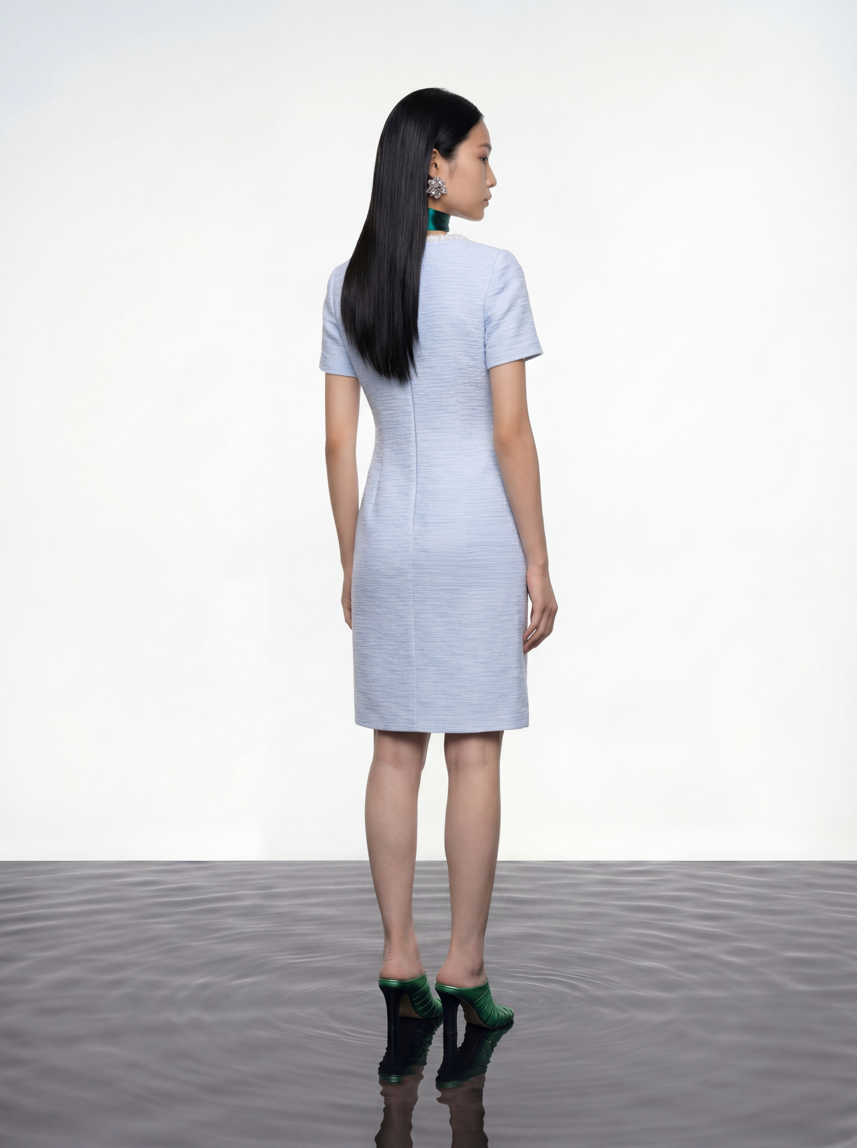 Azure Peony Embellished Dress