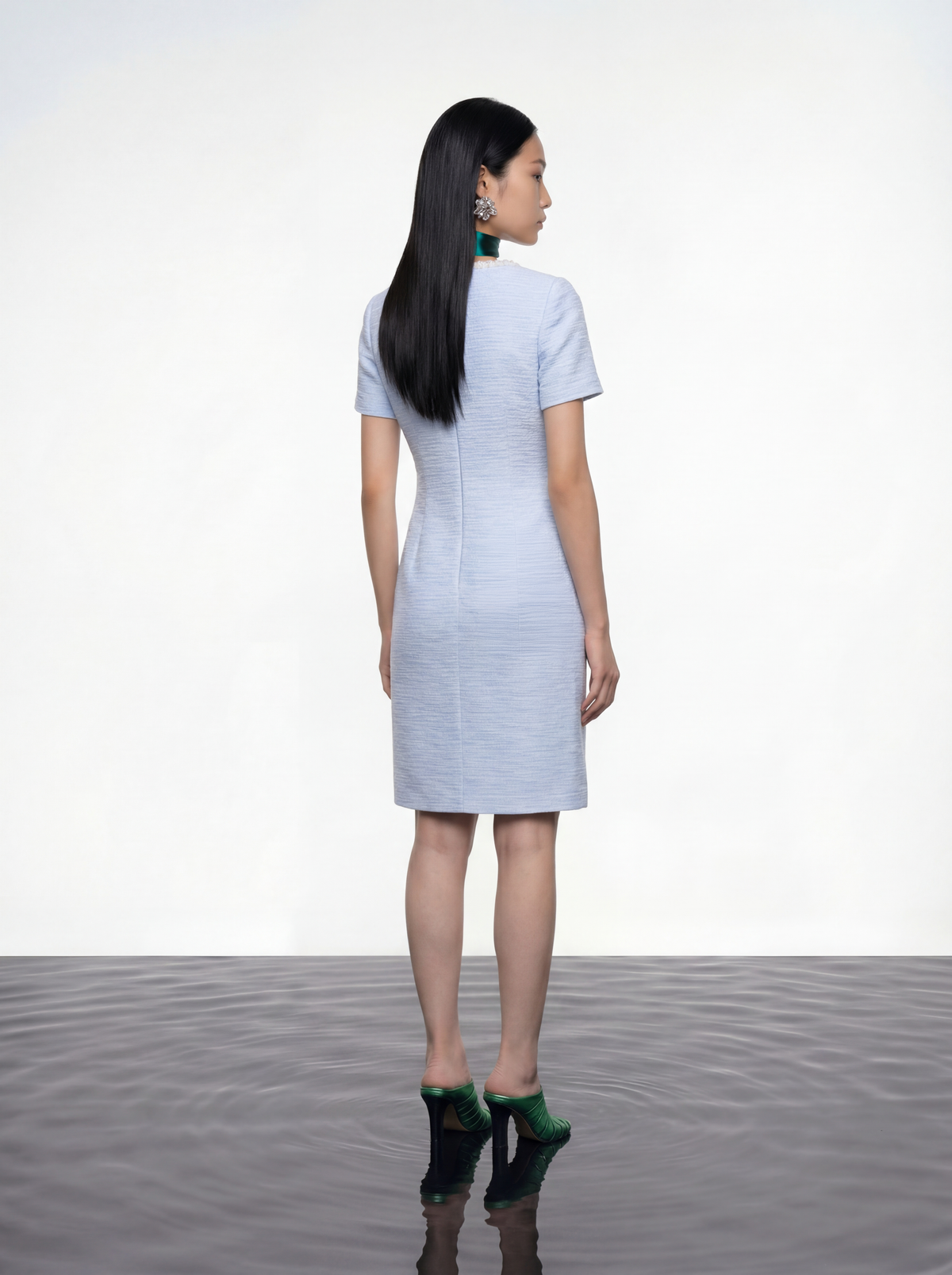Azure Peony Embellished Dress