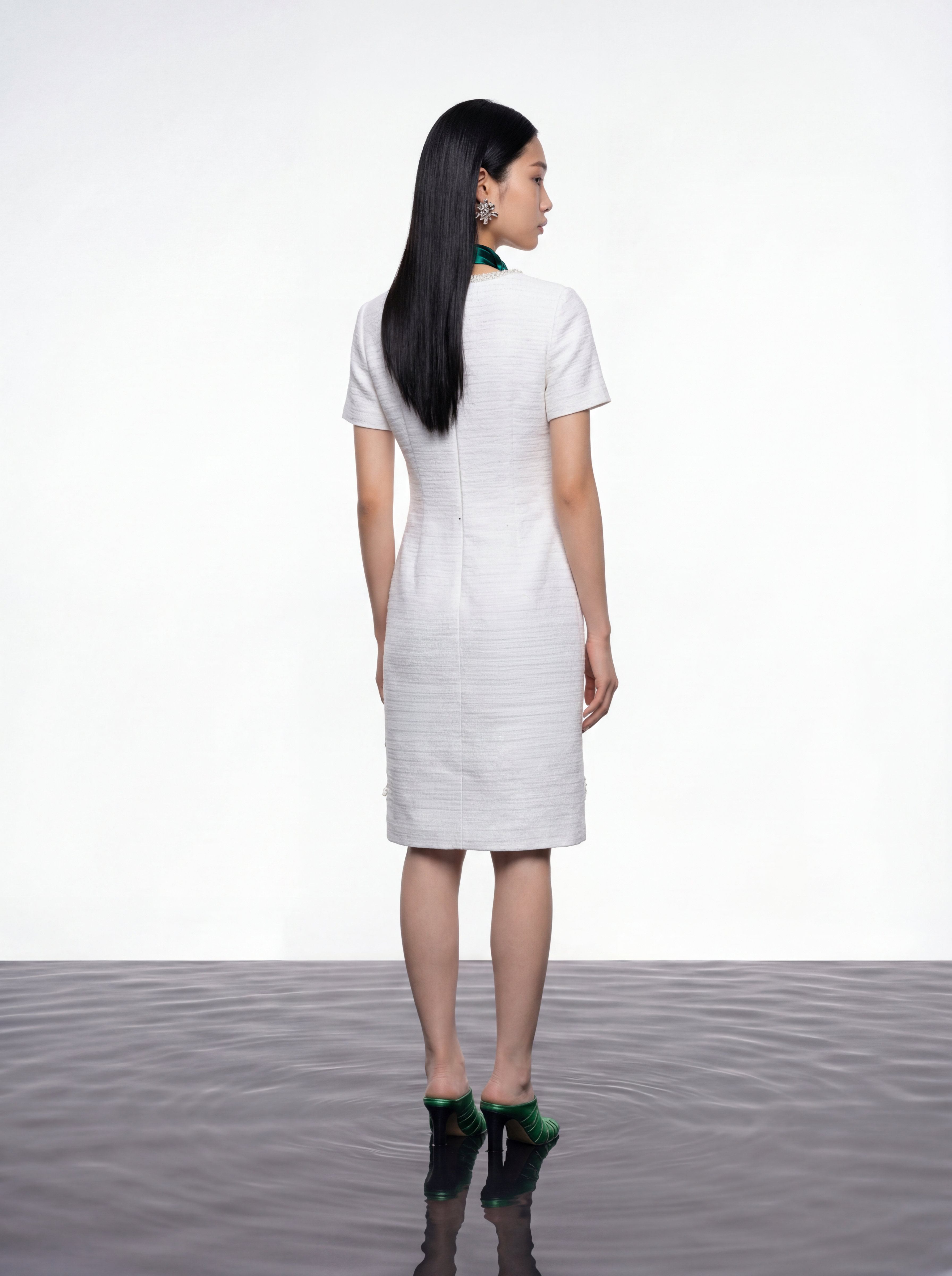 Ivory Peony Embellished Dress