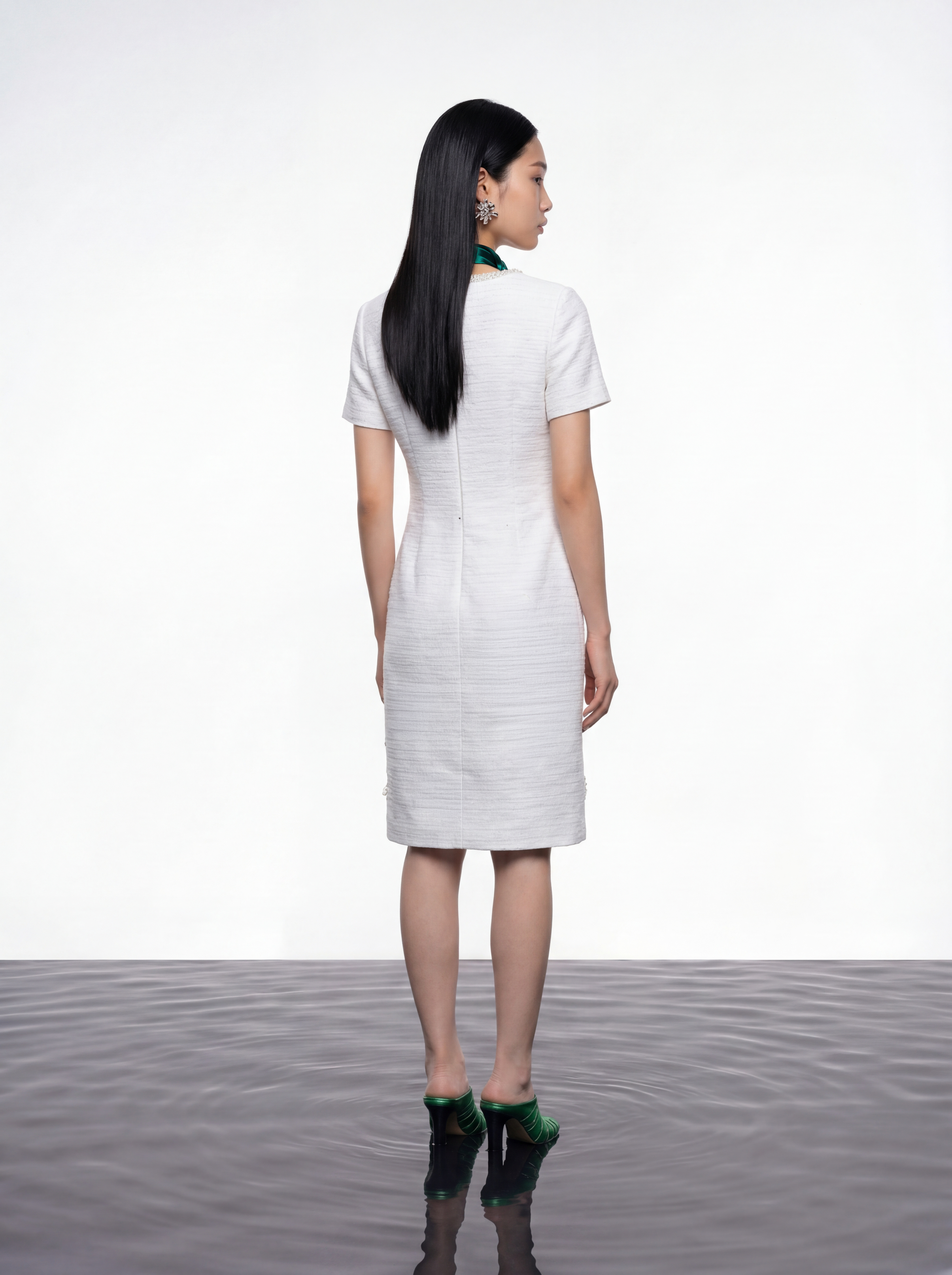 Ivory Peony Embellished Dress