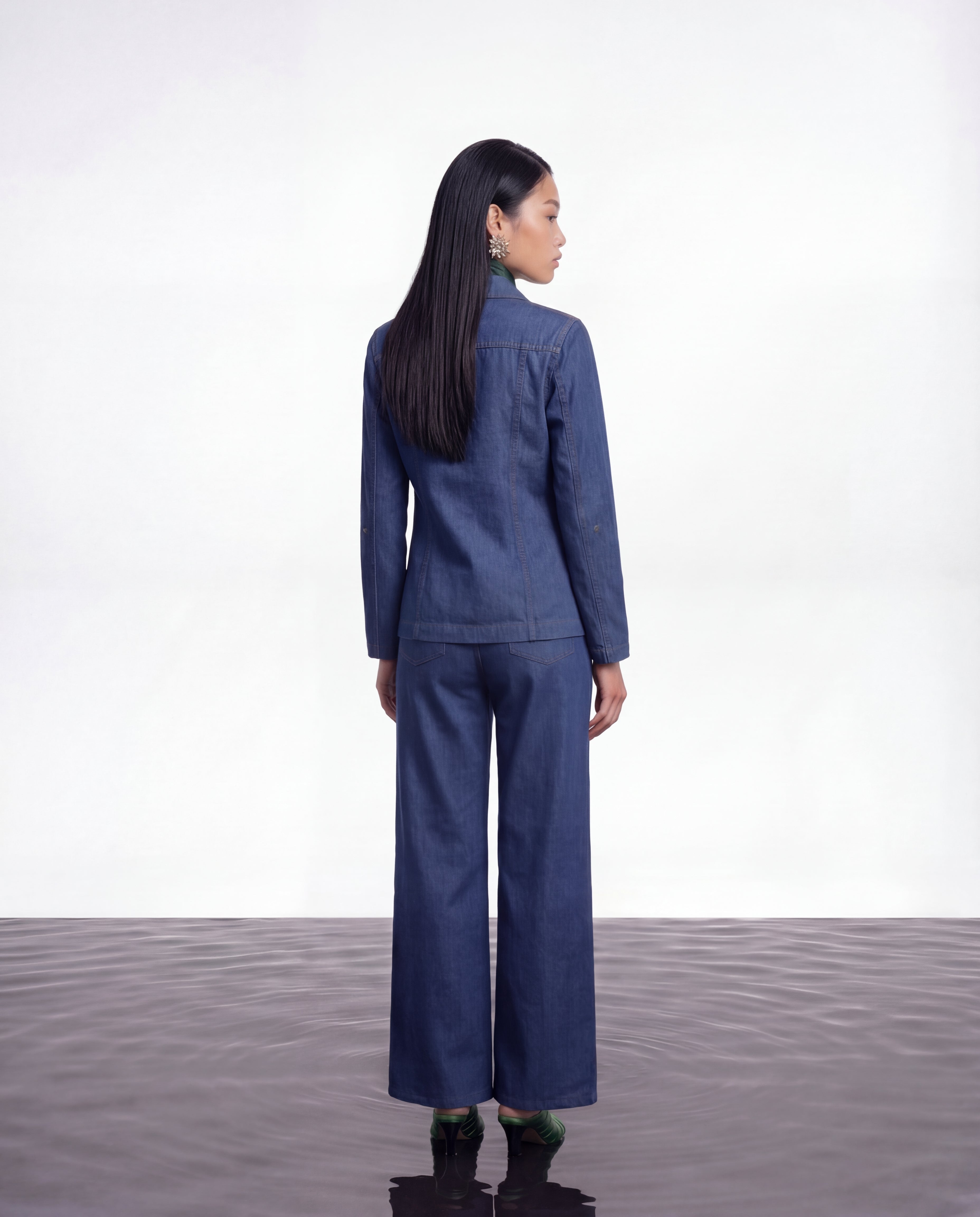 Indigo Bloom Wide-Leg Denim Pants