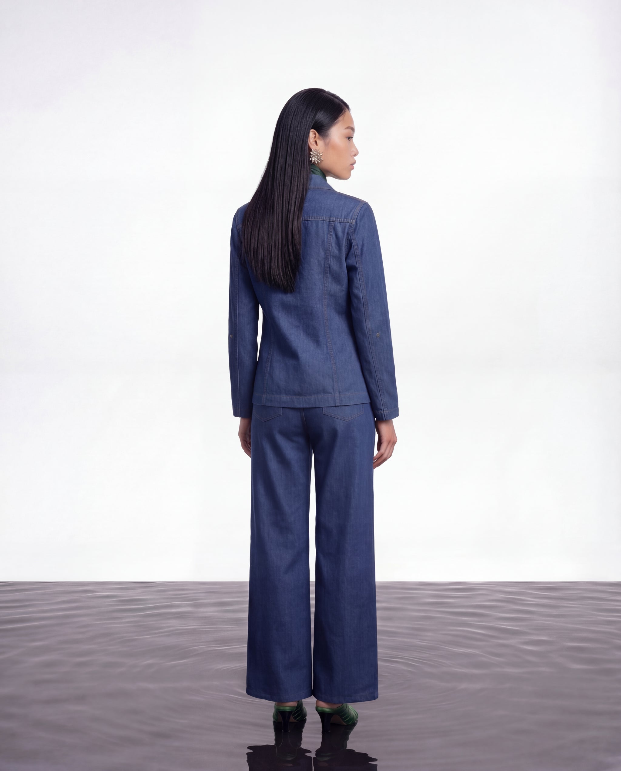 Indigo Bloom Wide-Leg Denim Pants