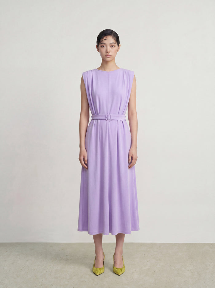 Lavande Serenité Belted Dress