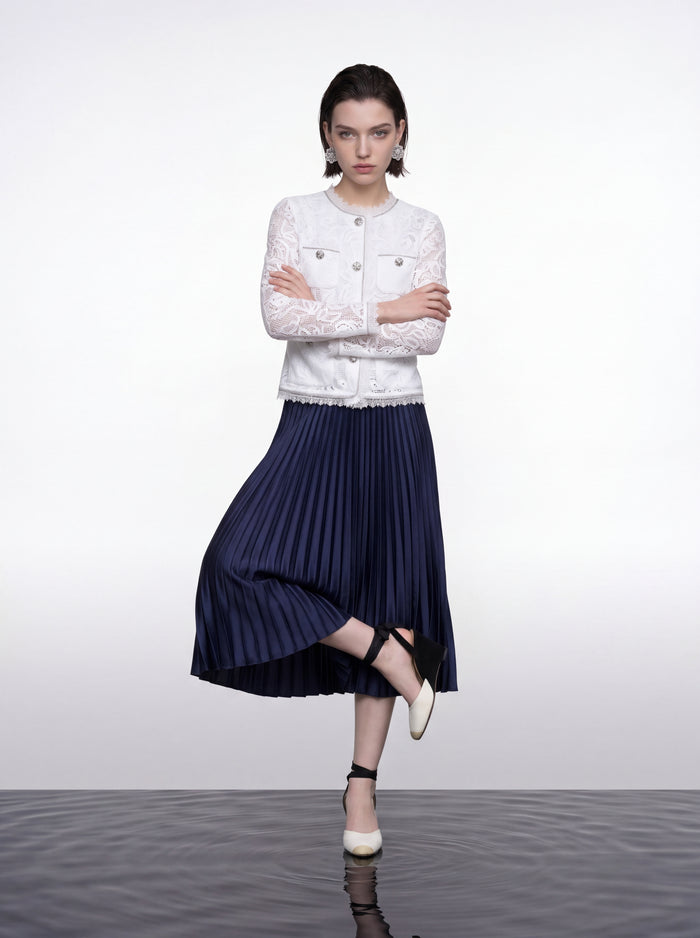 Midnight Blue Pleated Skirt