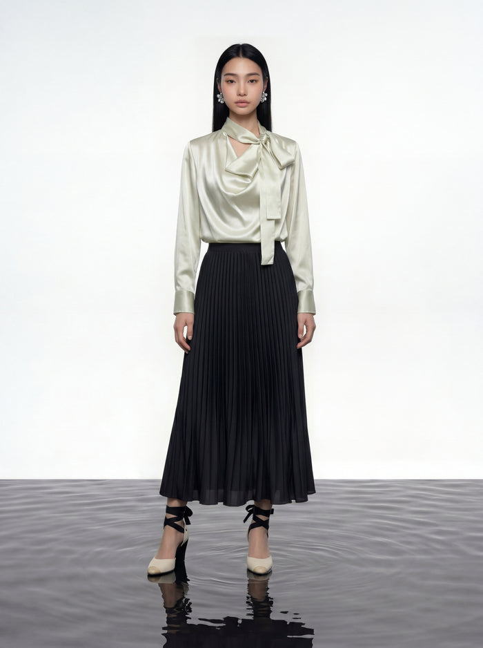 Ivory Draped Satin Blouse