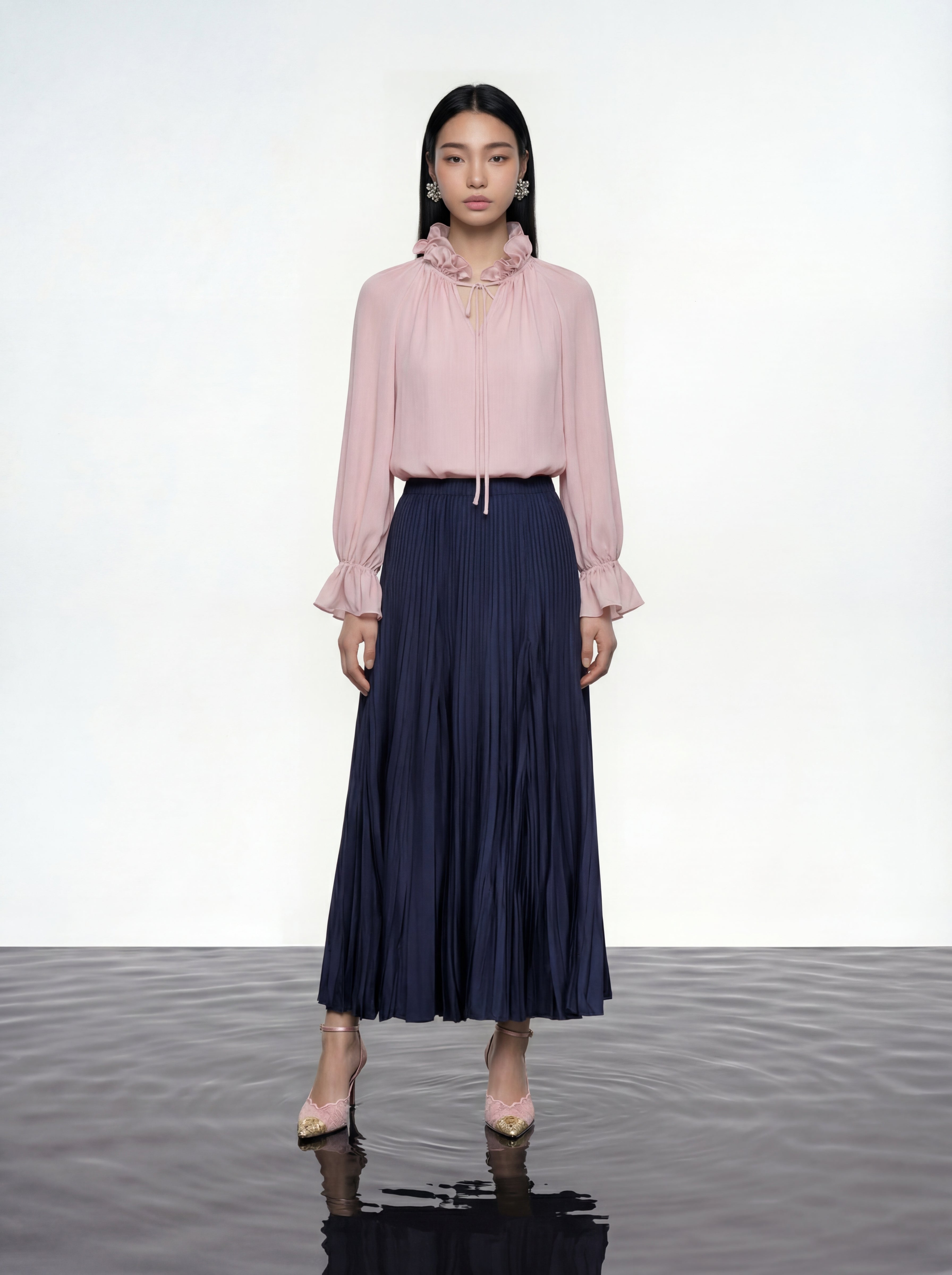 Blush Floral Ruffle Blouse