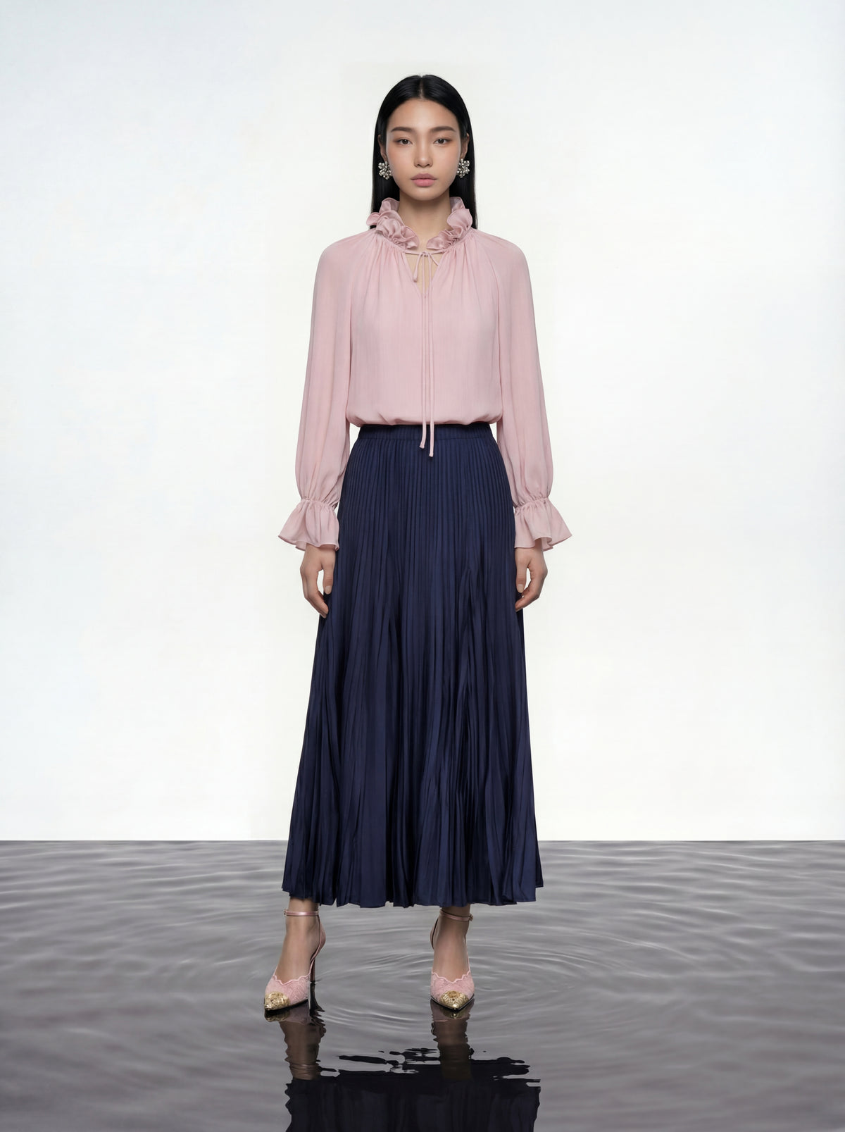 Blush Floral Ruffle Blouse