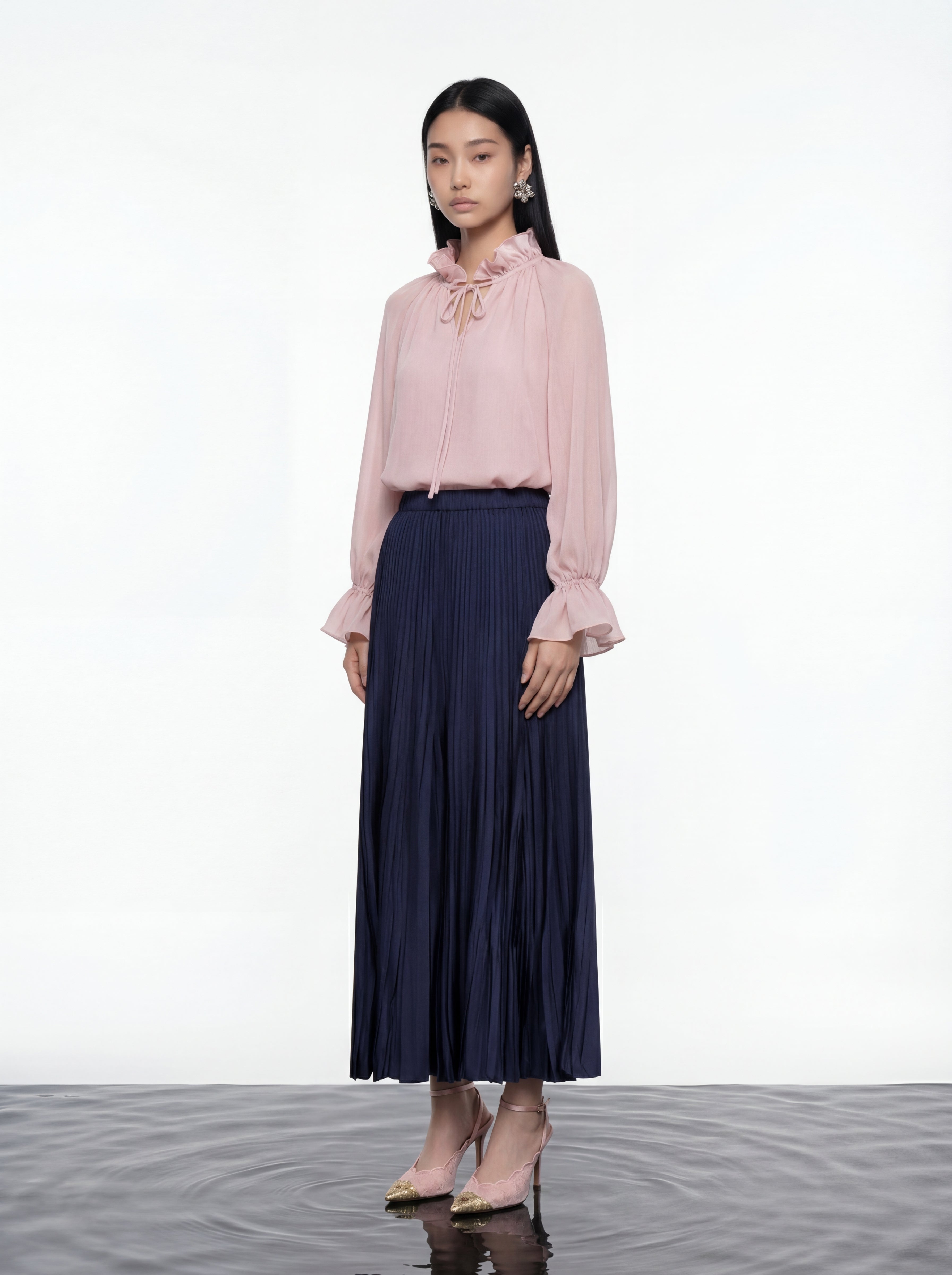 Blush Floral Ruffle Blouse