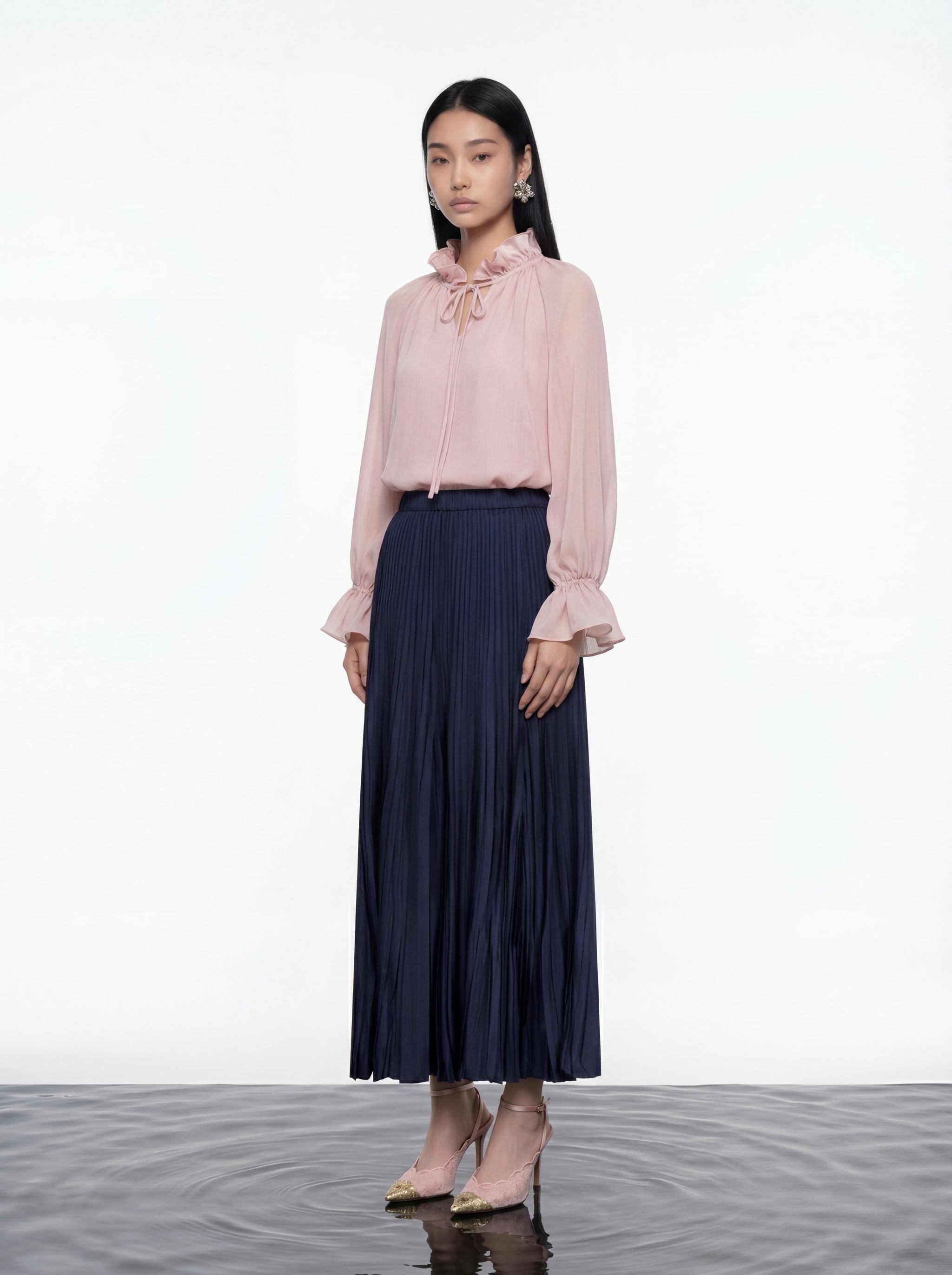 Blush Floral Ruffle Blouse