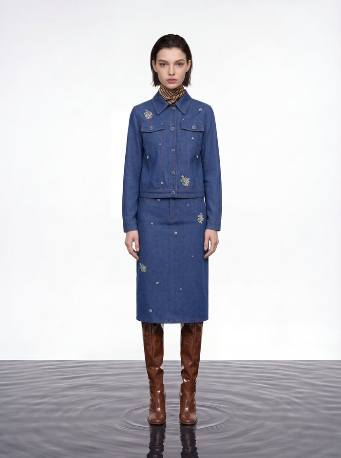 Indigo Bloom Denim Jacket