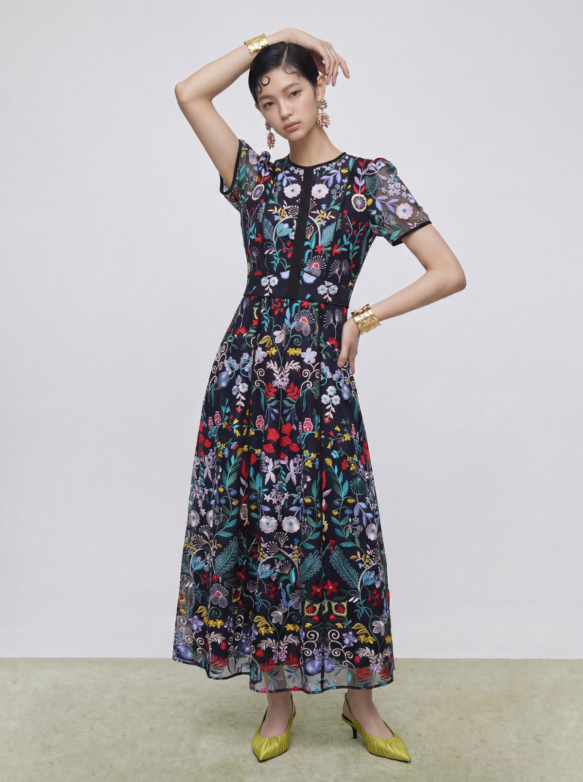 Noir Jardin Brodé Dress