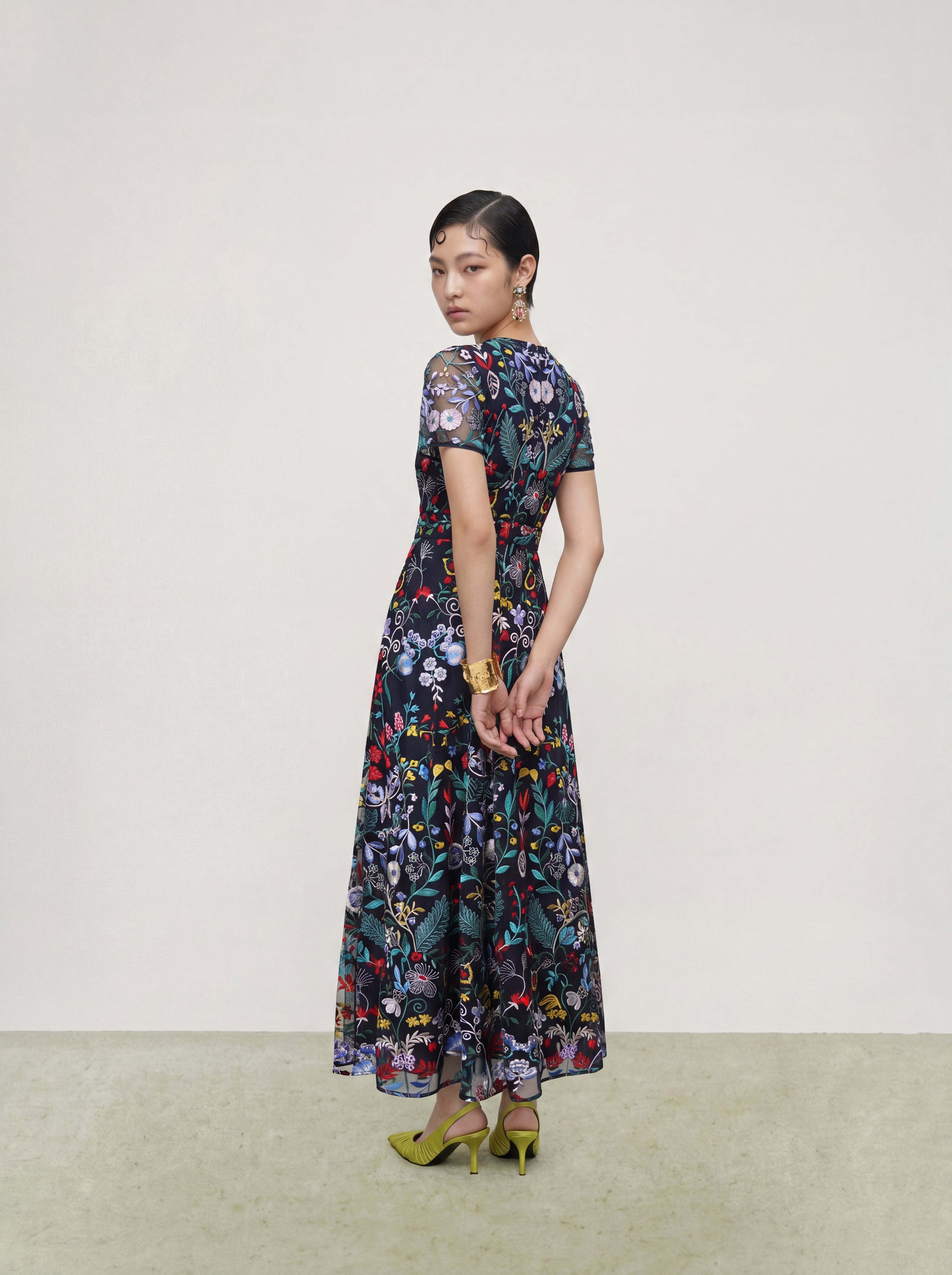 Noir Jardin Brodé Dress