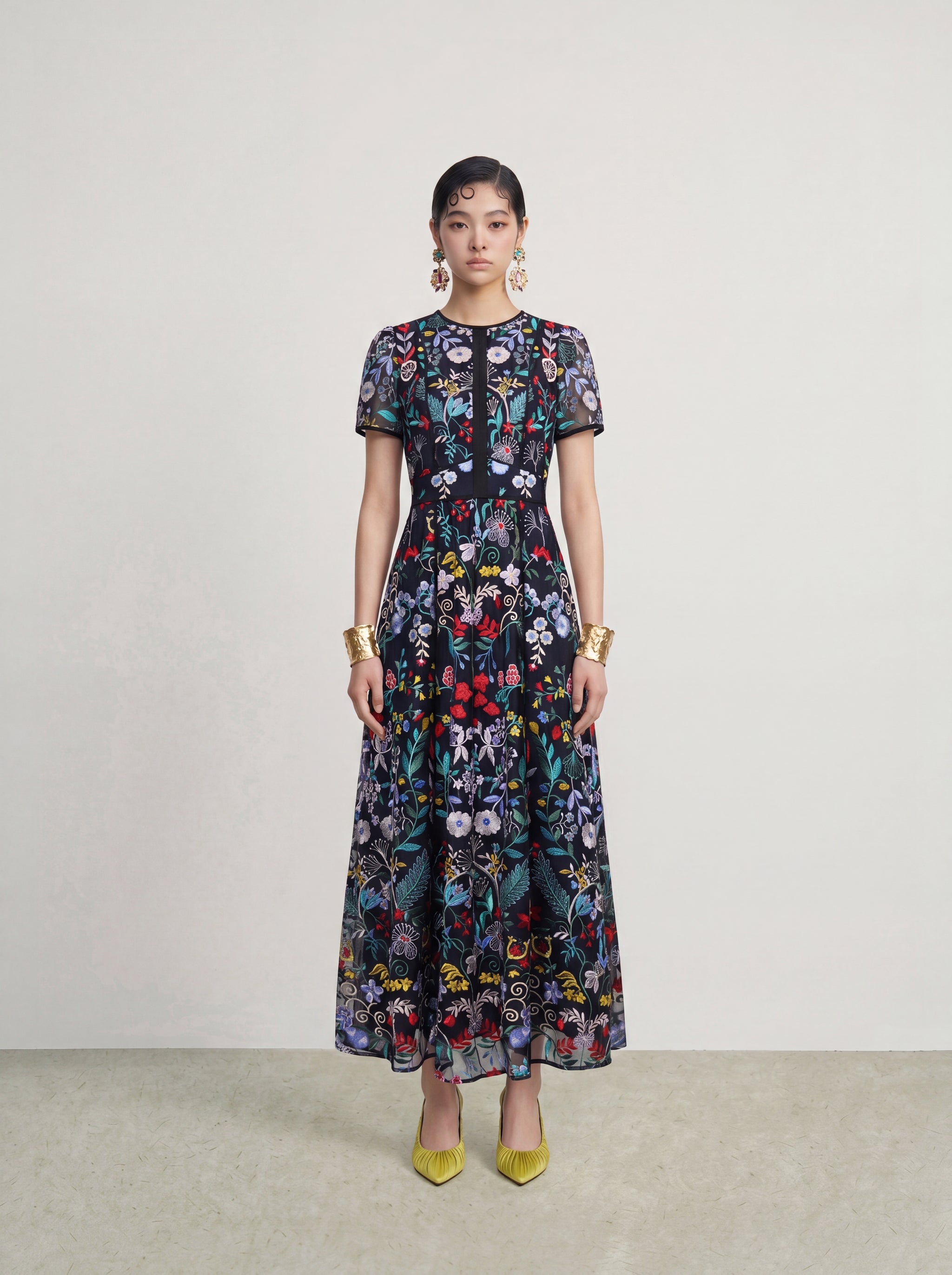 Noir Jardin Brodé Dress