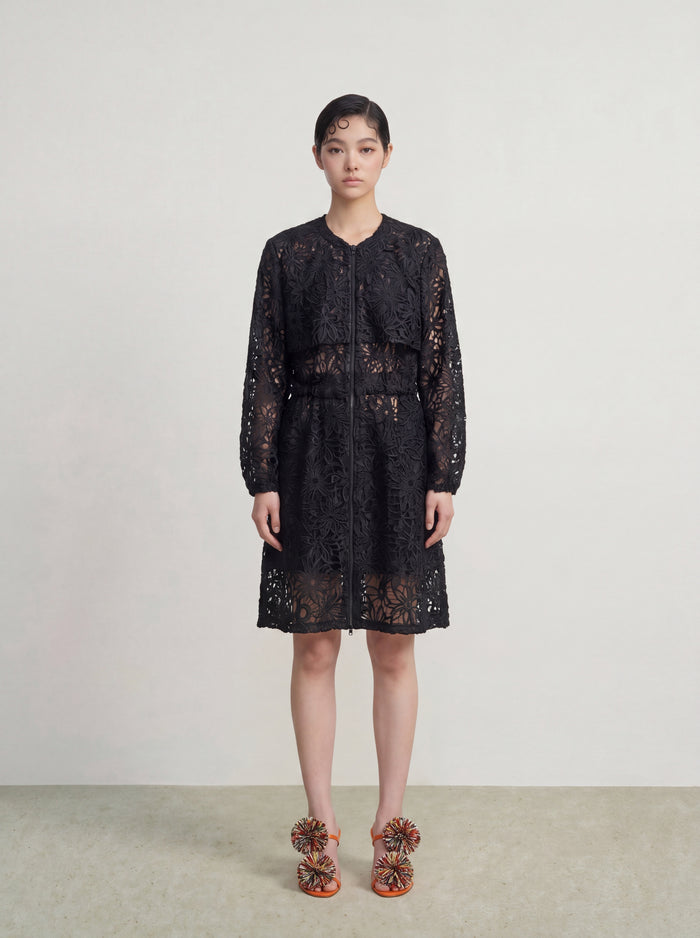 Noir Éclat Lace Dress