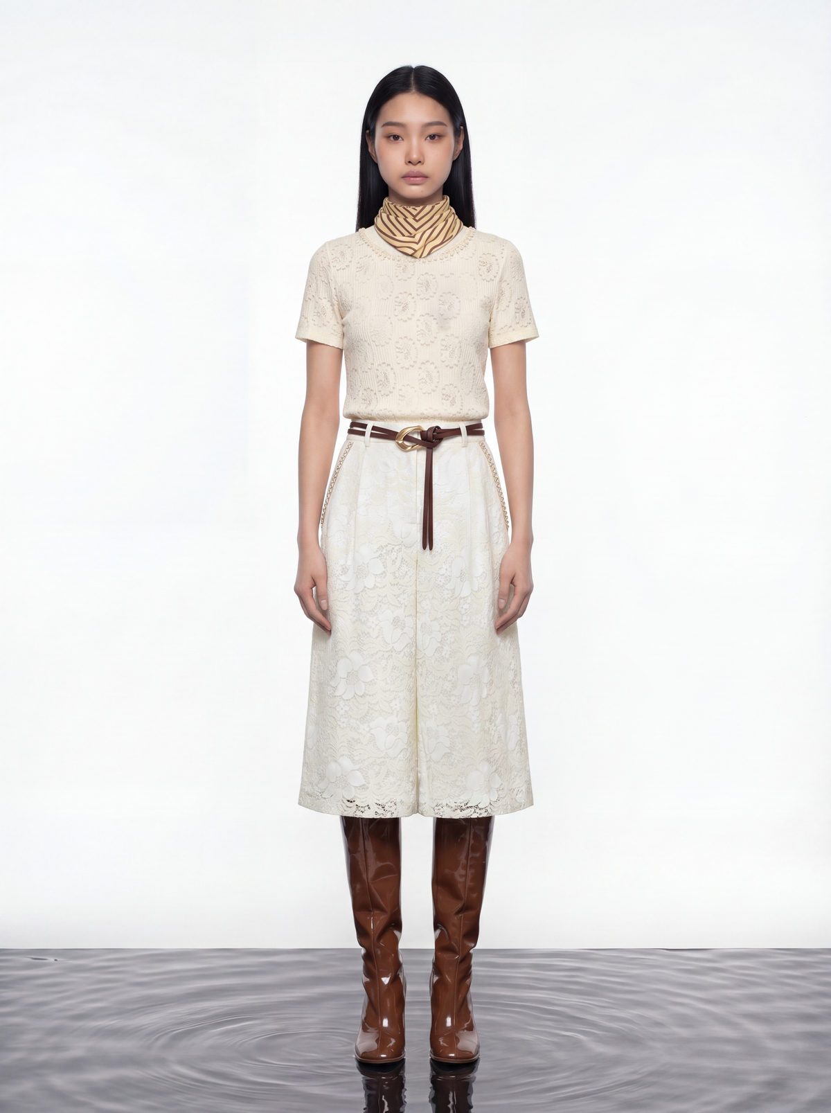 Perla Élégance Lace Wide Leg Pants