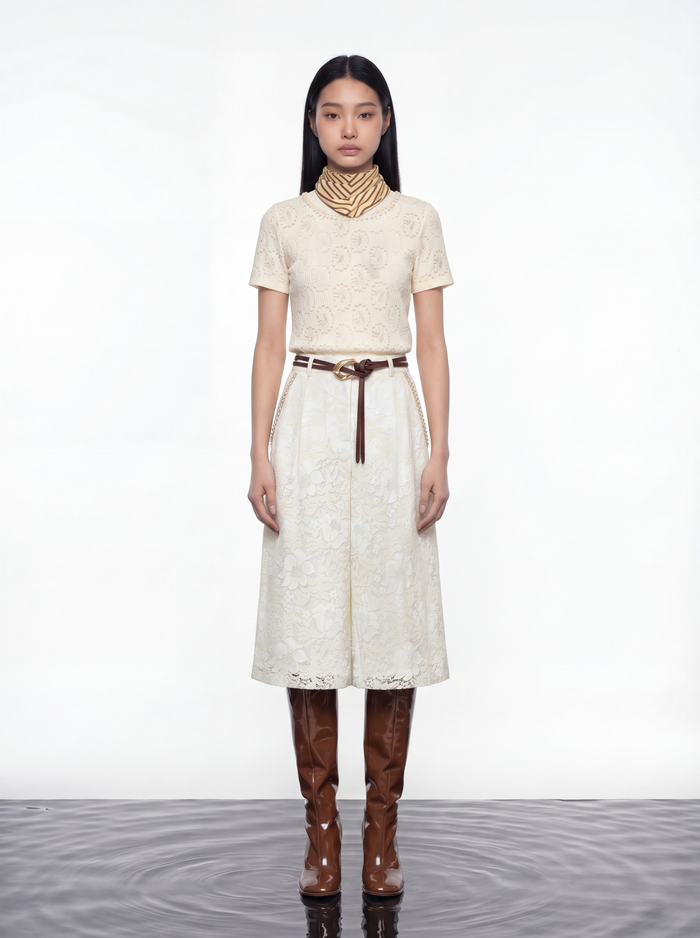 Perla Élégance Lace Wide Leg Pants