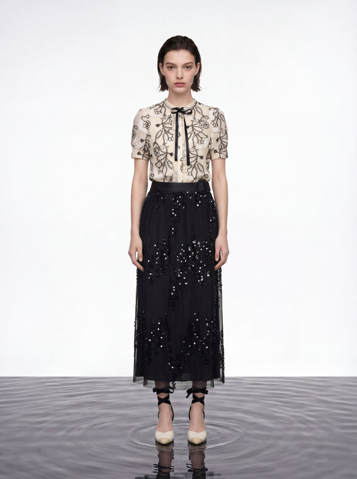 Midnight Radiance Pleated Skirt