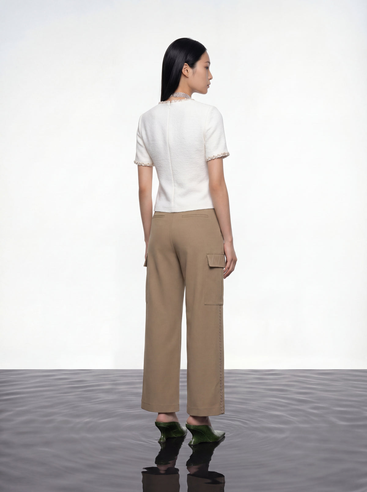 White Braided Gold Button Blouse
