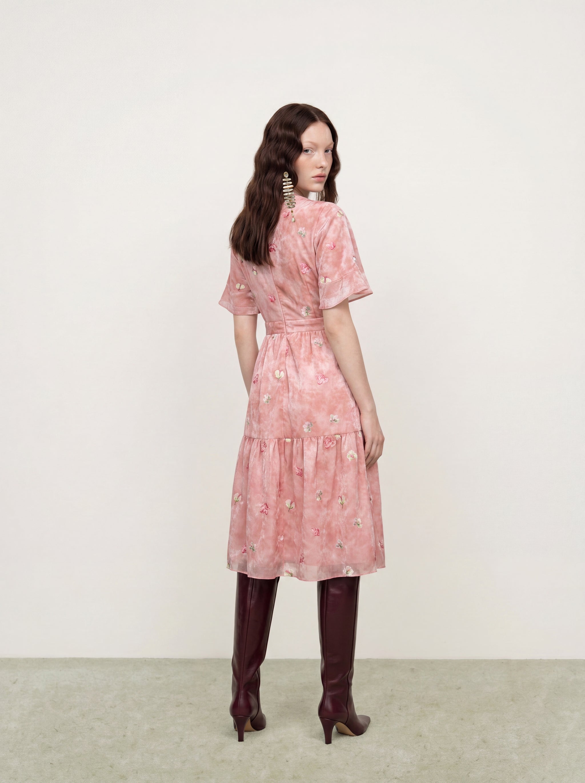 Rosé Blossom Embroided Dress