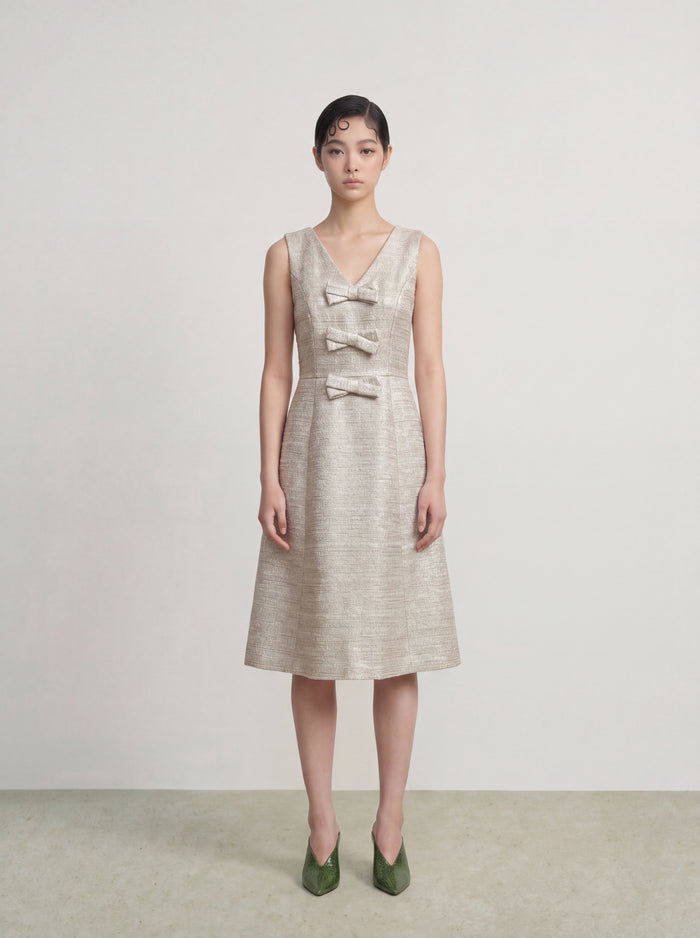 Champagne Éclat Bow Dress