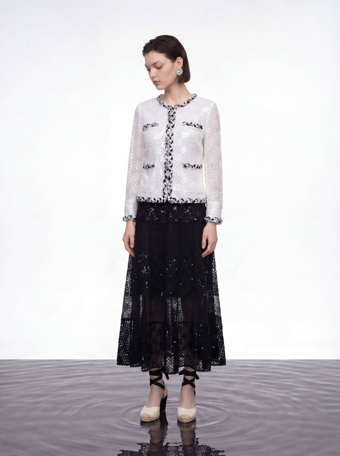 Contrast Lace Sequin Jacket