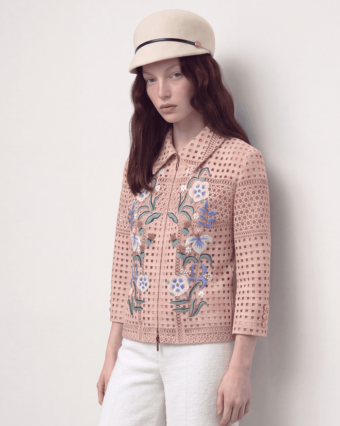 Beige Dentelle Fleuris Jacket